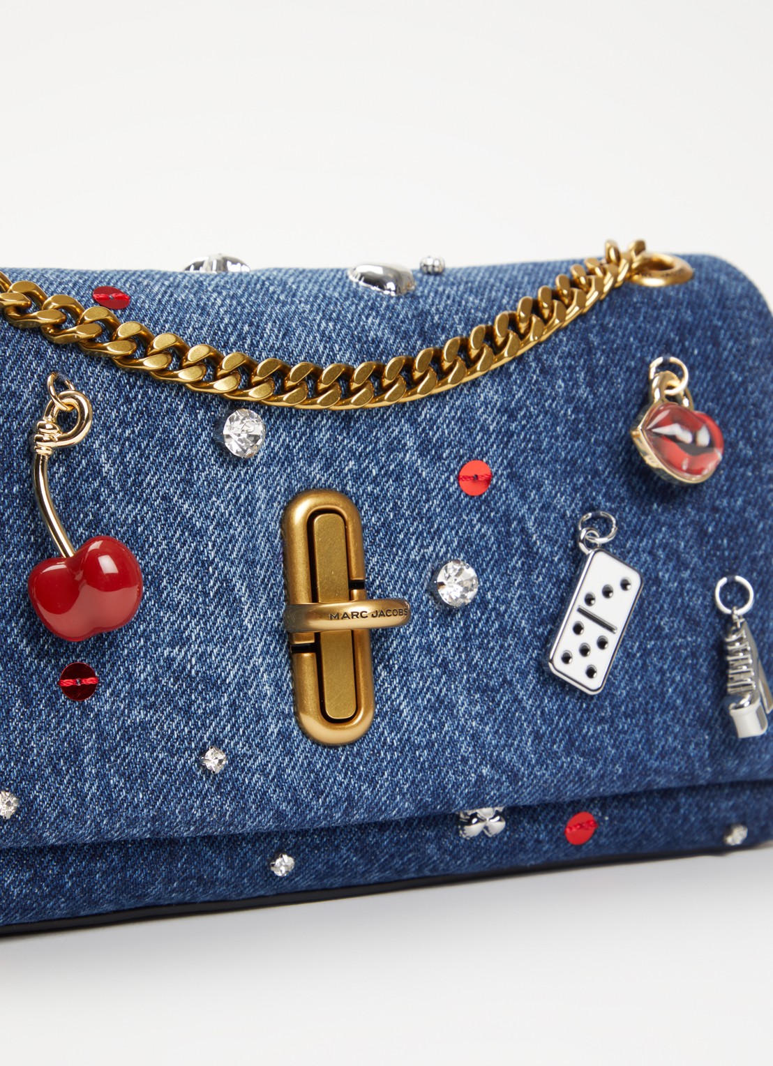 Marc Jacobs The Dual Chain Mini schoudertas van leer met verstelbare schouderriem - detail 3 donkerbruin