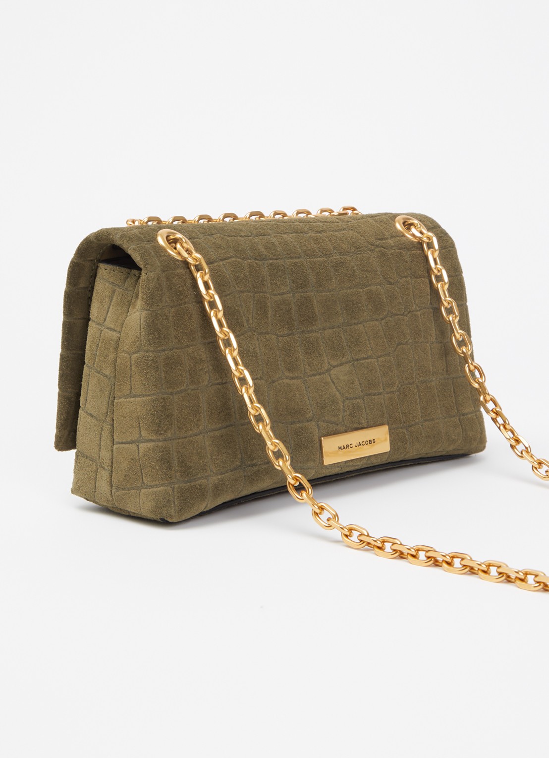 Marc Jacobs The Dual Chain Mini schoudertas van suède met verstelbare schouderriem - achterkant 6 mosgroen