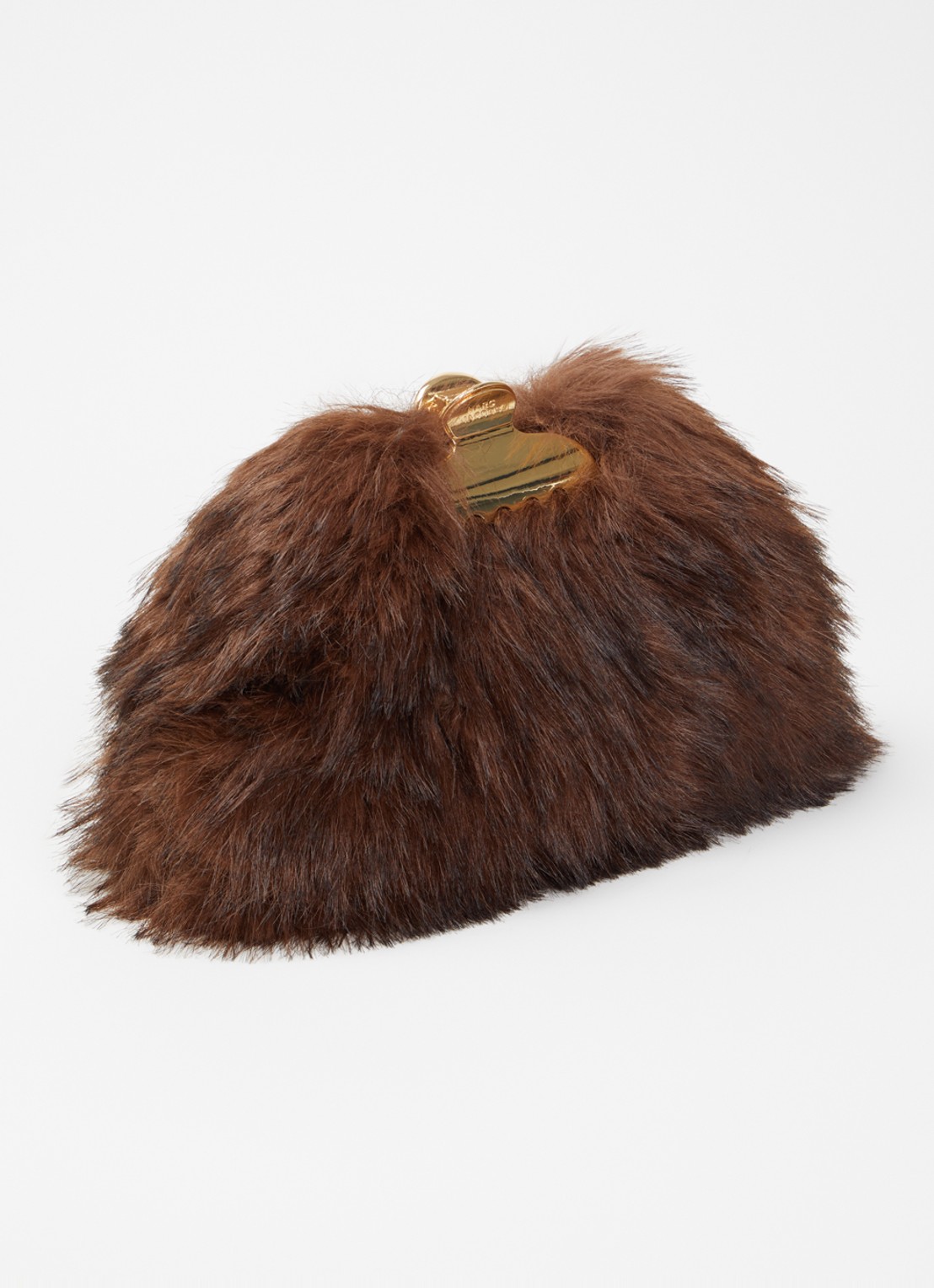 Marc Jacobs The Glam Small clutch van imitatiebont met afneembare schouderriem - achterkant 5 donkerbruin