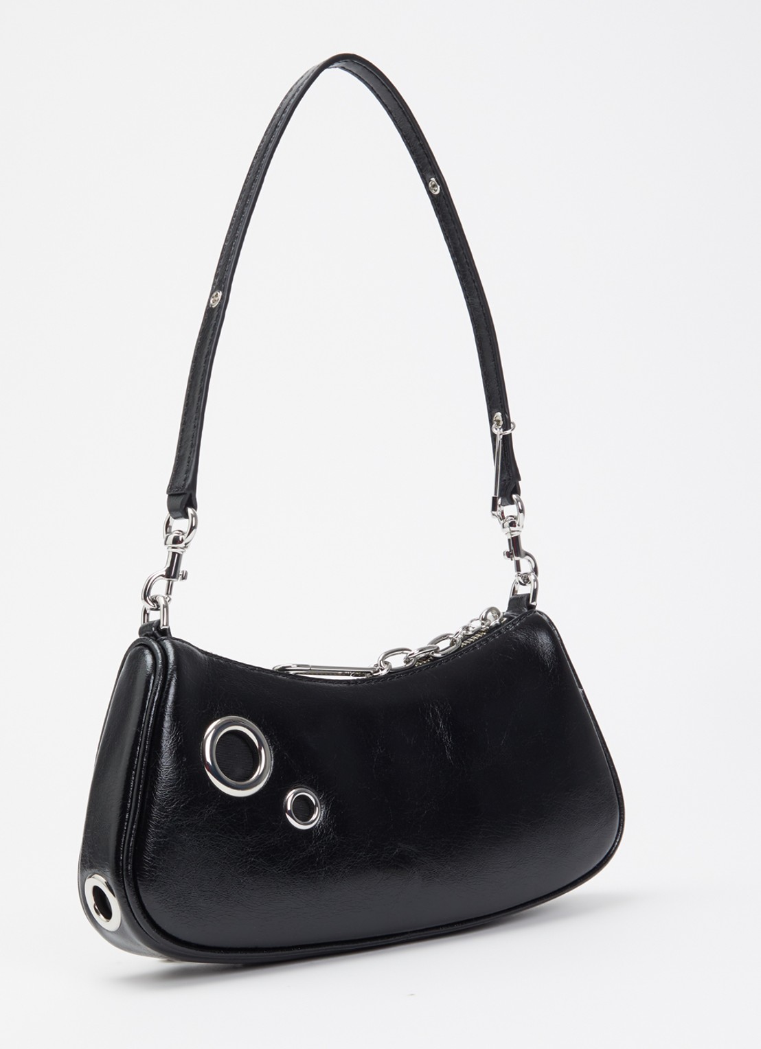 Marc Jacobs The Grommet Charm schoudertas van lakleer met afneembare schouderriem - achterkant zwart