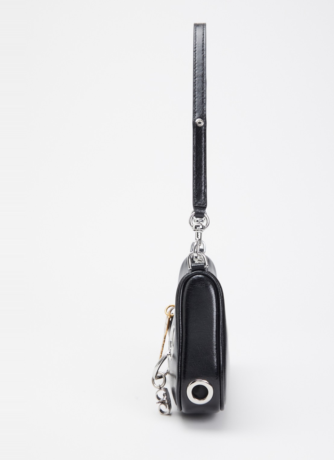 Marc Jacobs The Grommet Charm schoudertas van lakleer met afneembare schouderriem - detail 3 zwart