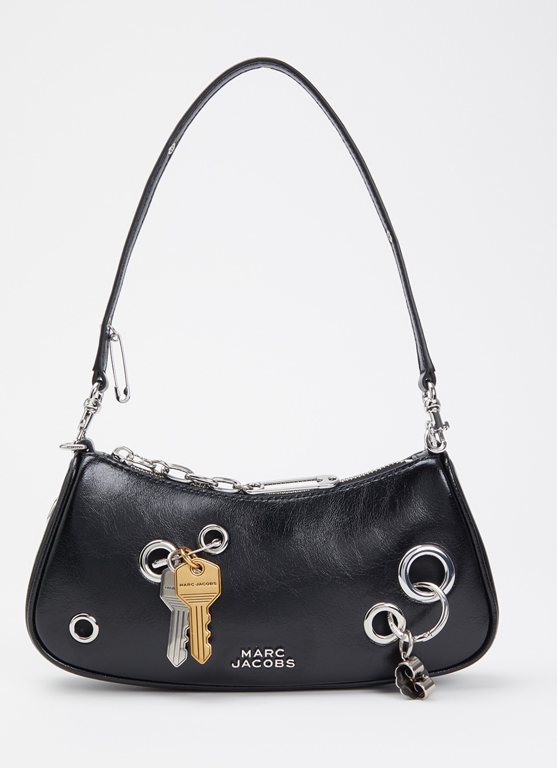 Marc Jacobs The Grommet Charm schoudertas van lakleer met afneembare schouderriem - voorkant 6 zwart