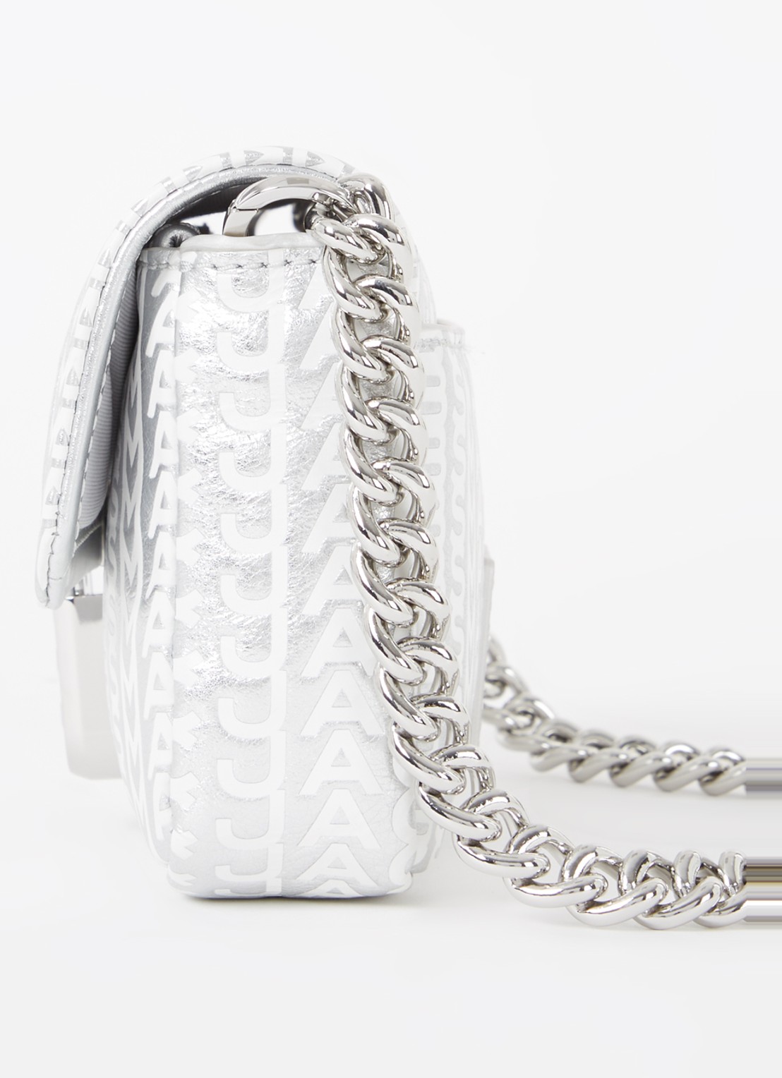 Marc Jacobs The J Marc Mini schoudertas van leer met metallic finish - detail 3 zilver