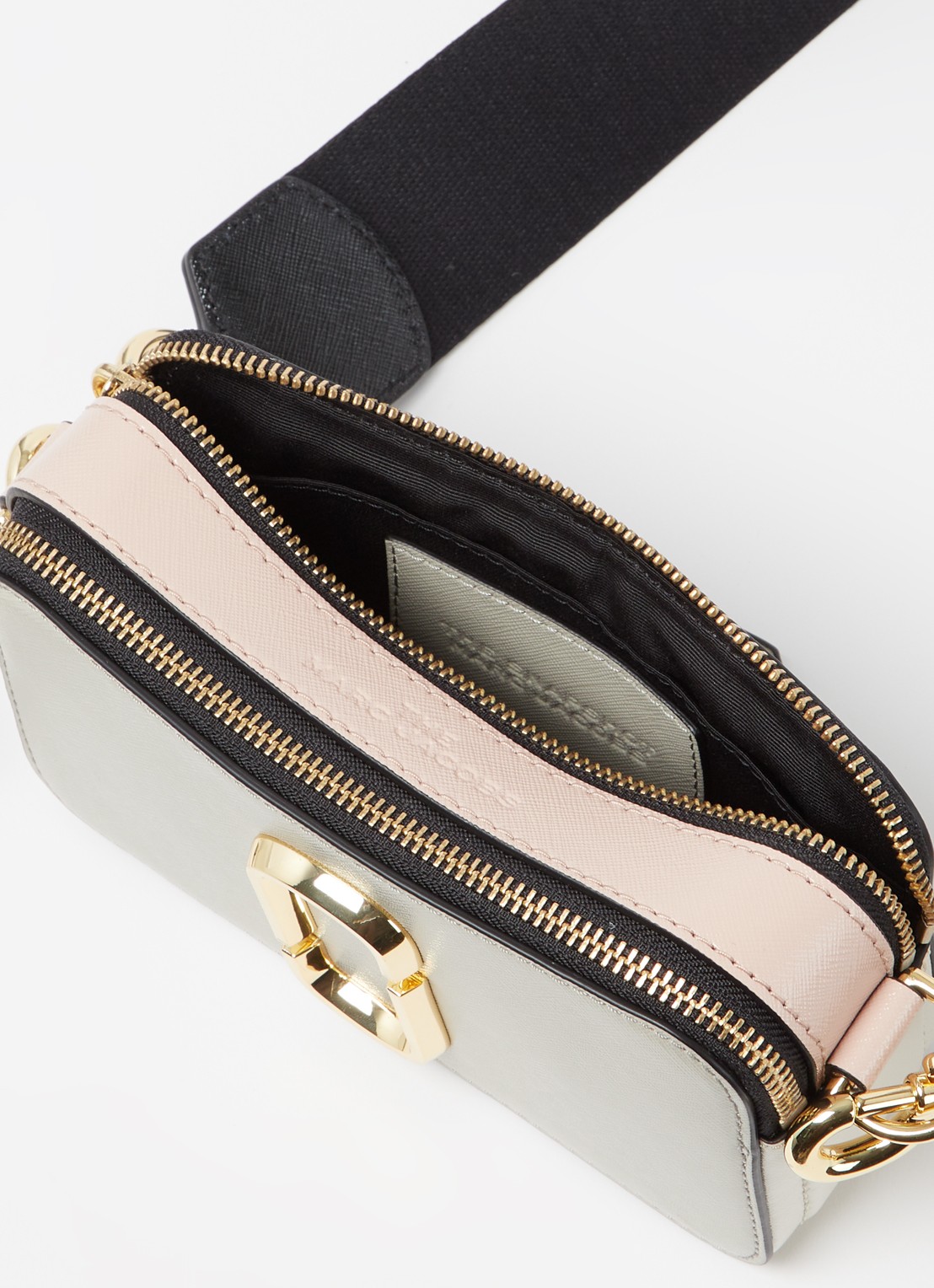 Marc Jacobs The Logo Strap Snapshot cameratas van leer - detail ivoor