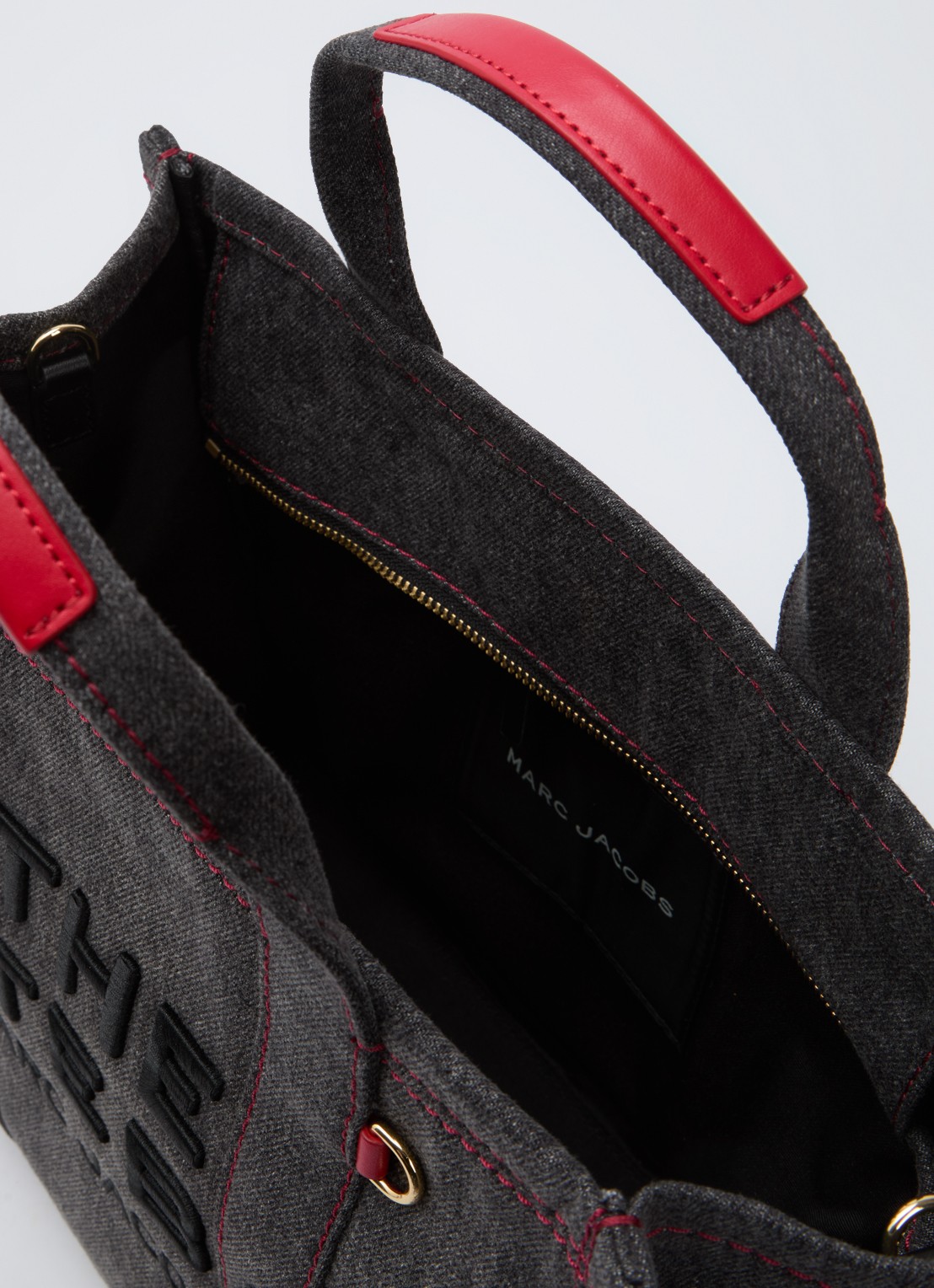 Marc Jacobs The Medium Tote handtas met logo - detail antraciet