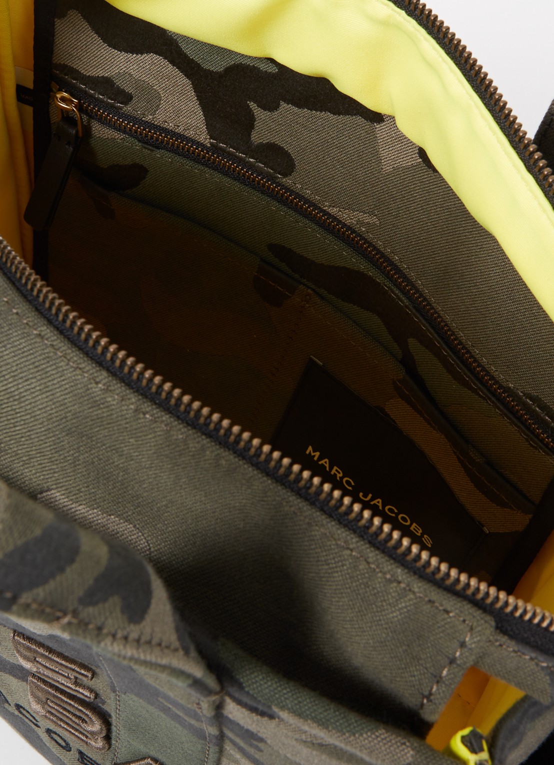 Marc Jacobs The Medium Tote handtas van canvas met jacquard dessin en logo  - detail 5 legergroen