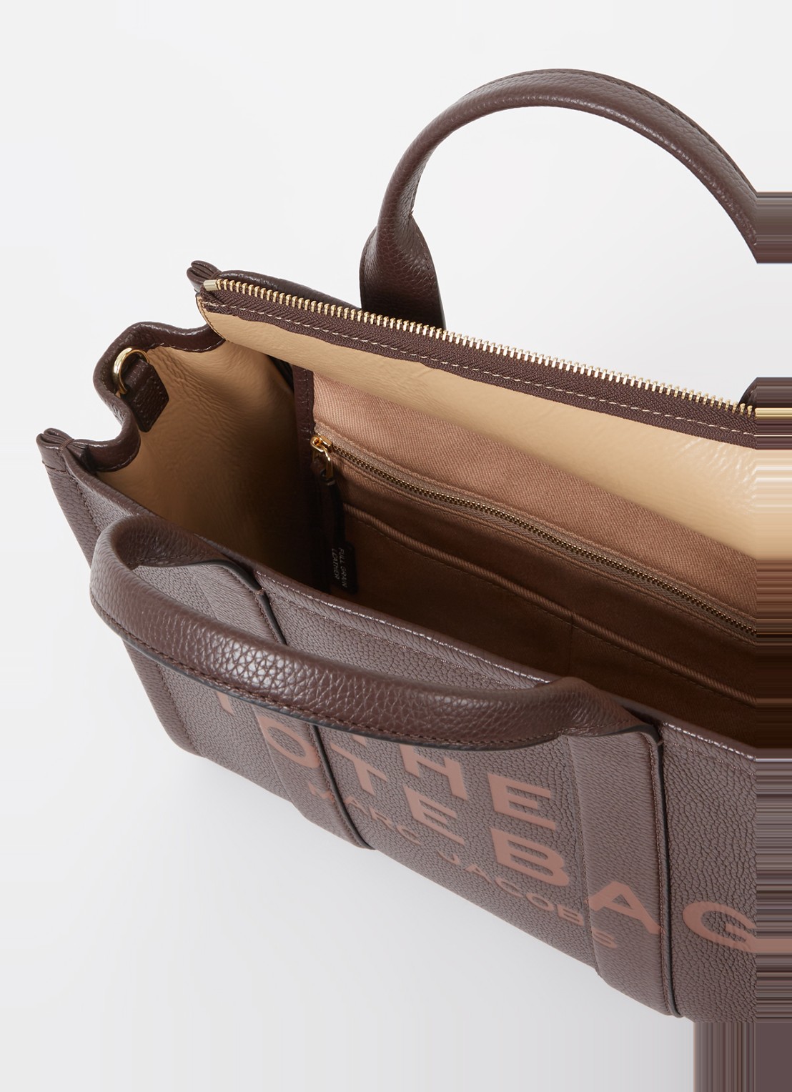 Marc Jacobs The Medium Tote handtas van leer met logo - detail 2 bruin
