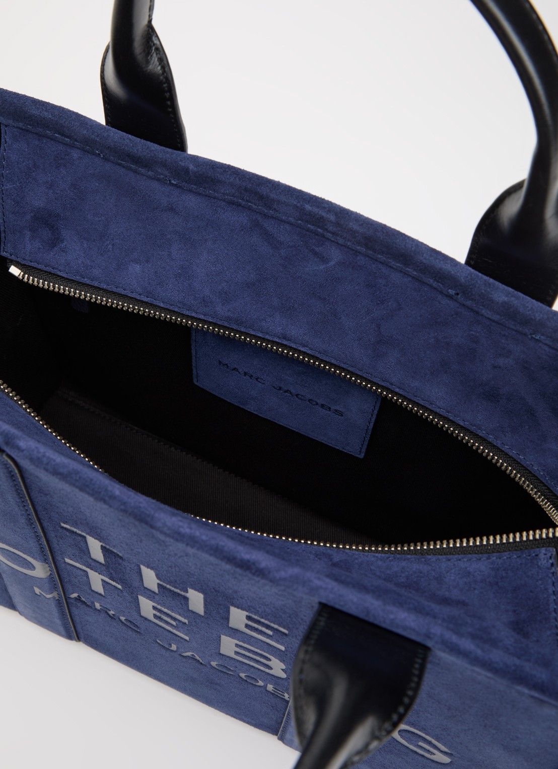 Marc Jacobs The Medium Tote handtas van suède met afneembare schouderriem - detail 2 donkerblauw