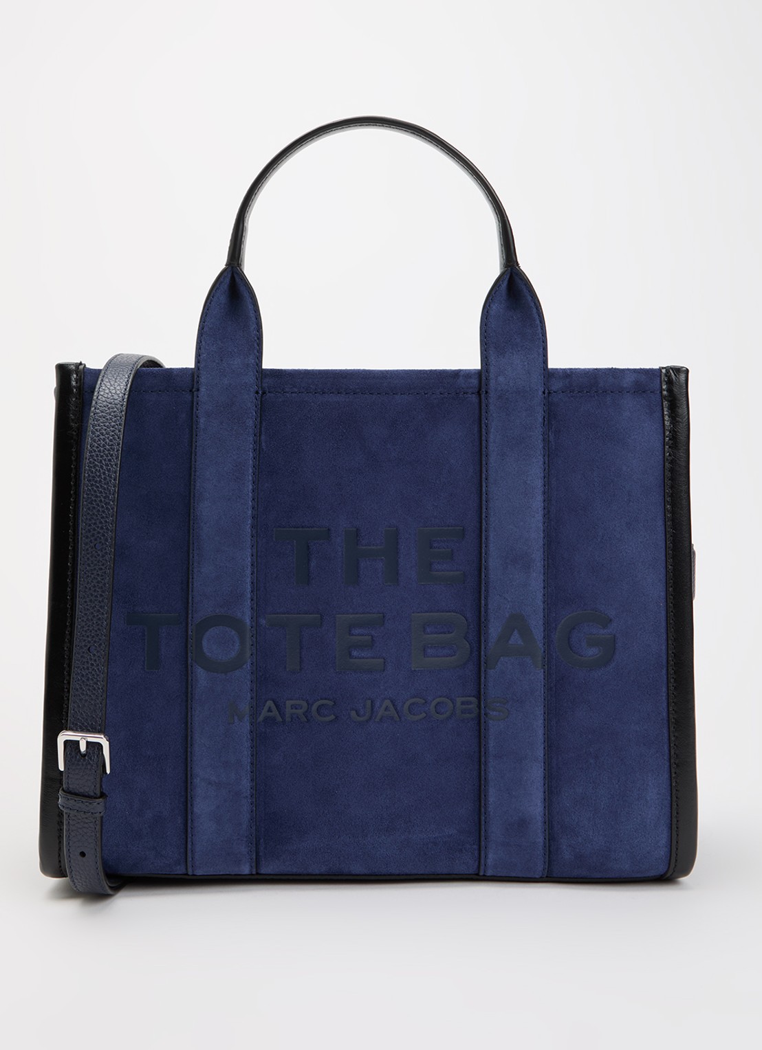 Marc Jacobs The Medium Tote handtas van suède met afneembare schouderriem - voorkant donkerblauw