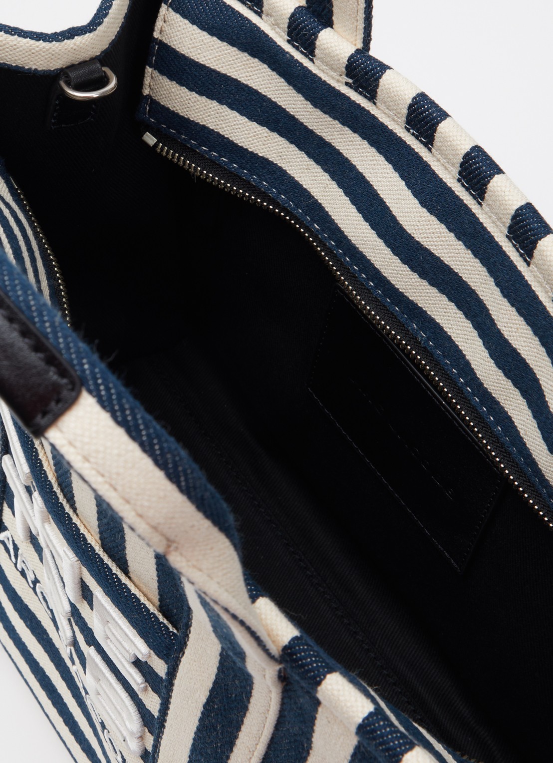 Marc Jacobs The Medium Tote schoudertas van canvas met leren details - detail 3 donkerblauw