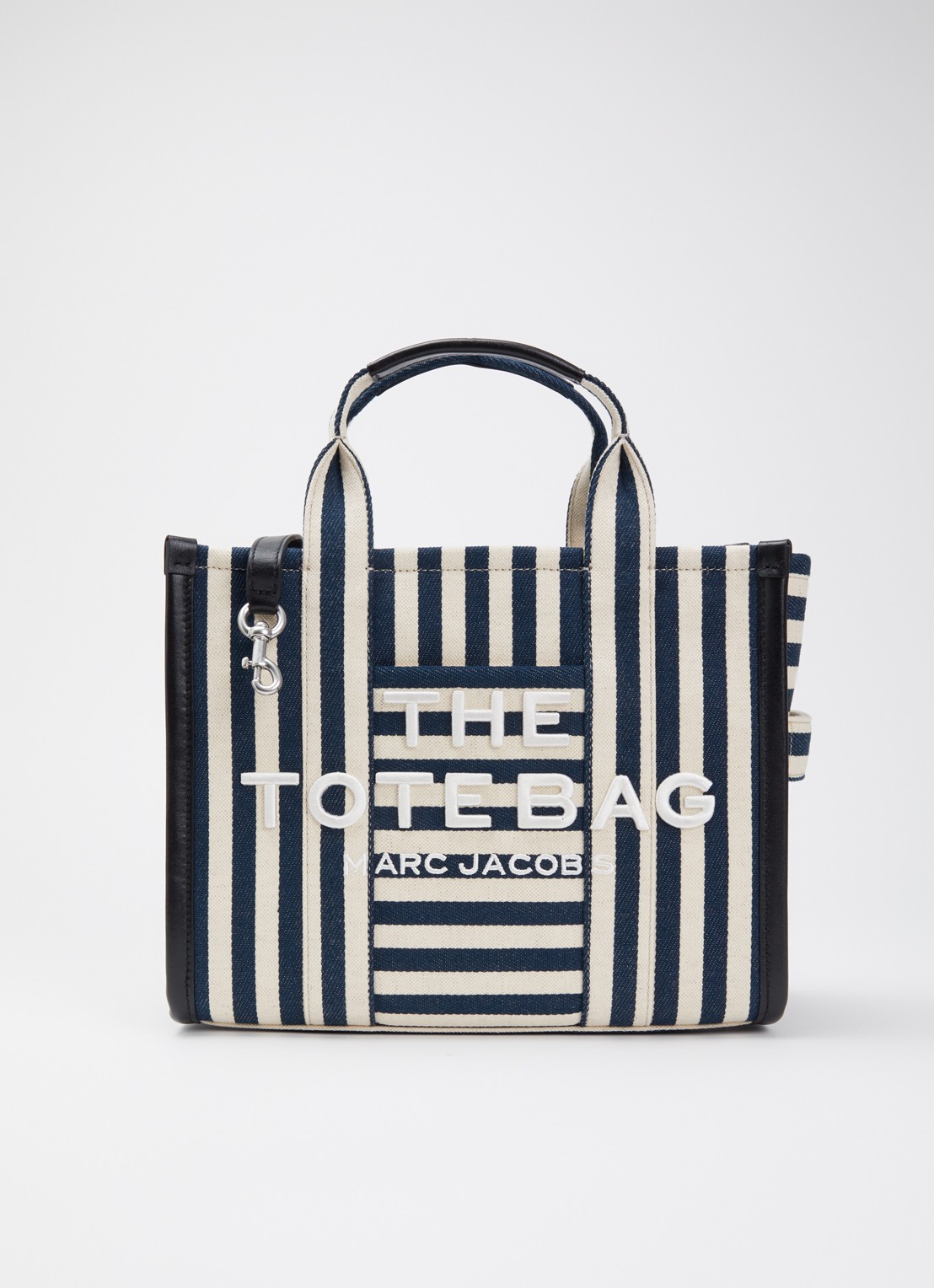 Marc Jacobs The Medium Tote schoudertas van canvas met leren details - voorkant 2 donkerblauw