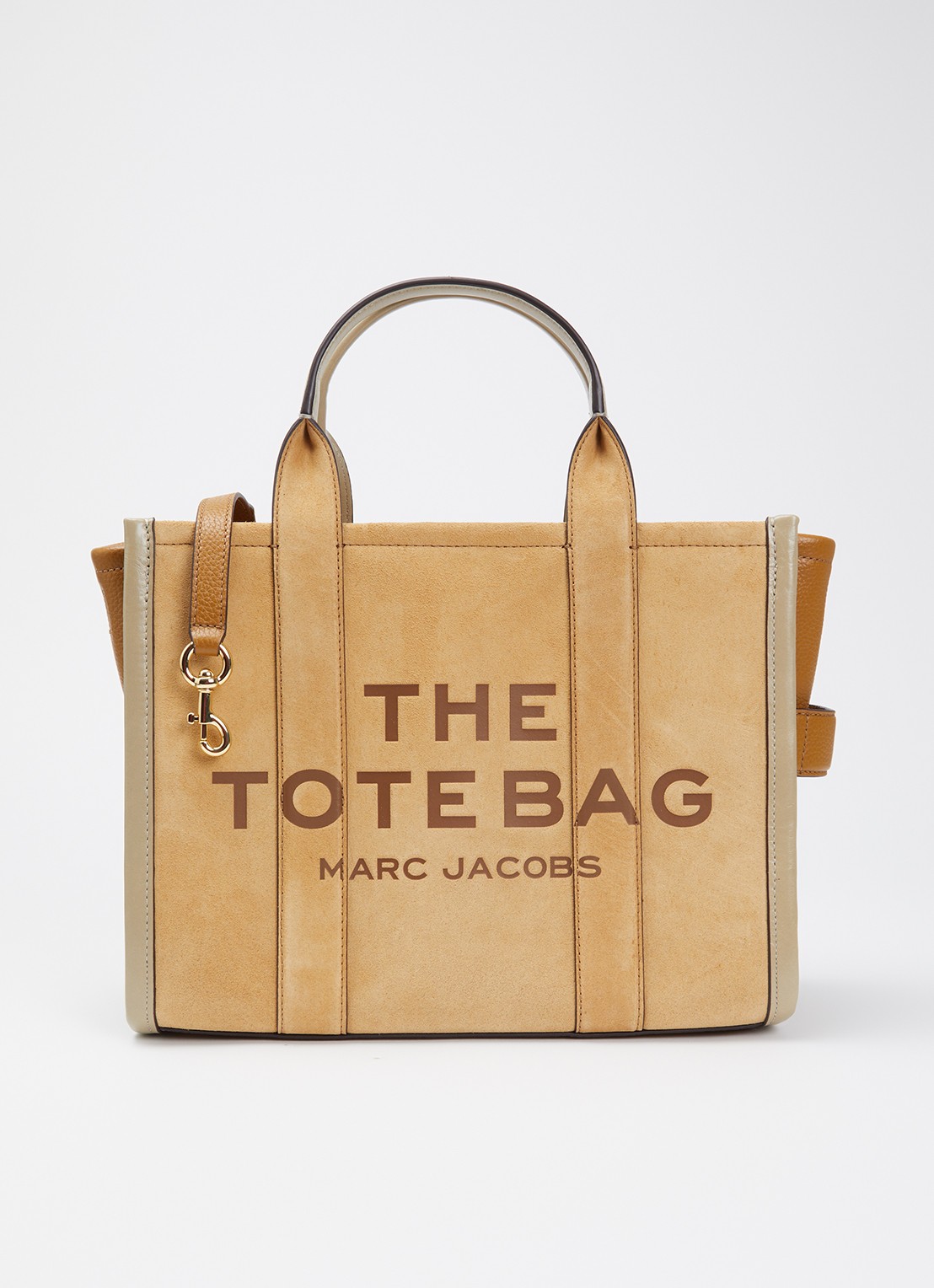 Marc Jacobs The Medium Tote schoudertas van suède met afneembare schouderriem - voorkant camel
