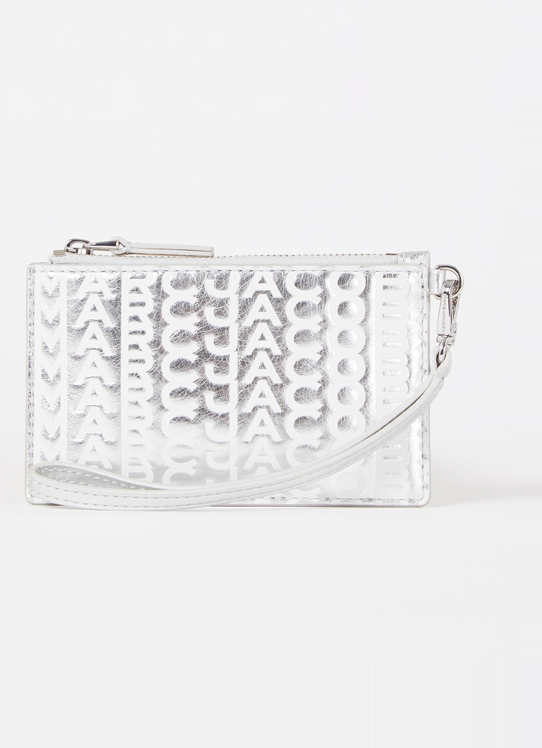 Marc Jacobs The Monogram portemonnee van leer met sleutelhanger - voorkant zilver
