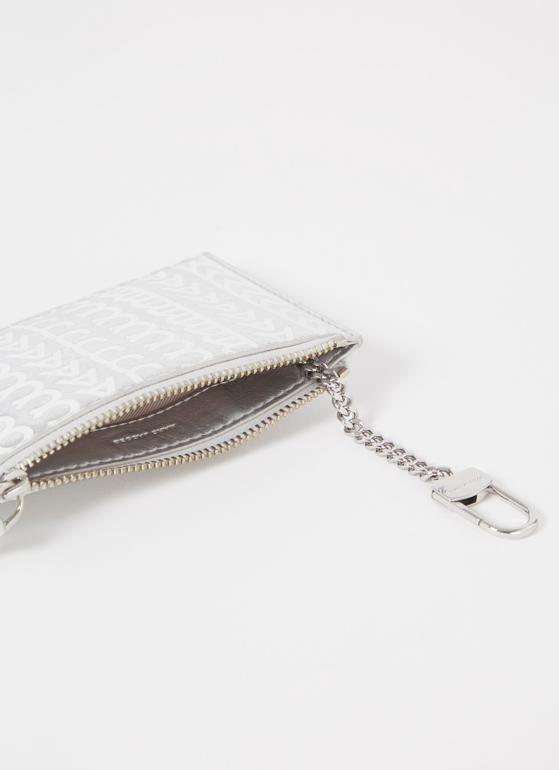 Marc Jacobs The Monogram portemonnee van leer met sleutelhanger - voorkant 2 zilver