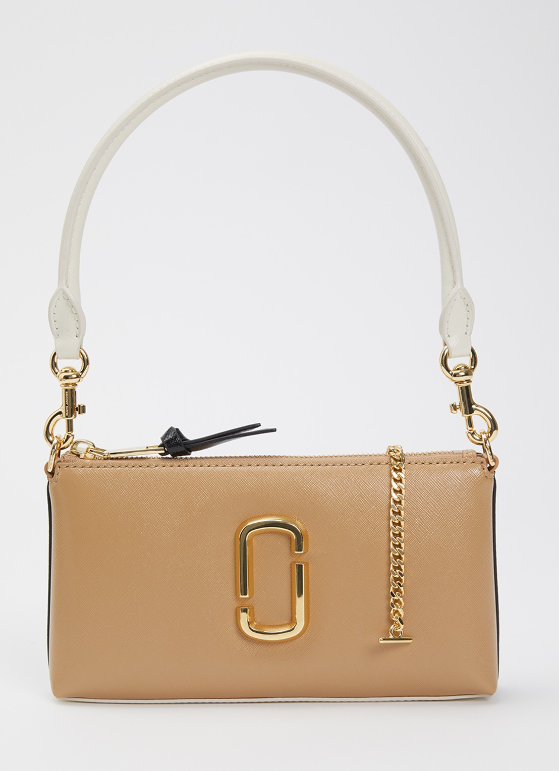 Marc Jacobs The Pochette schoudertas van leer met logo - voorkant 2 camel