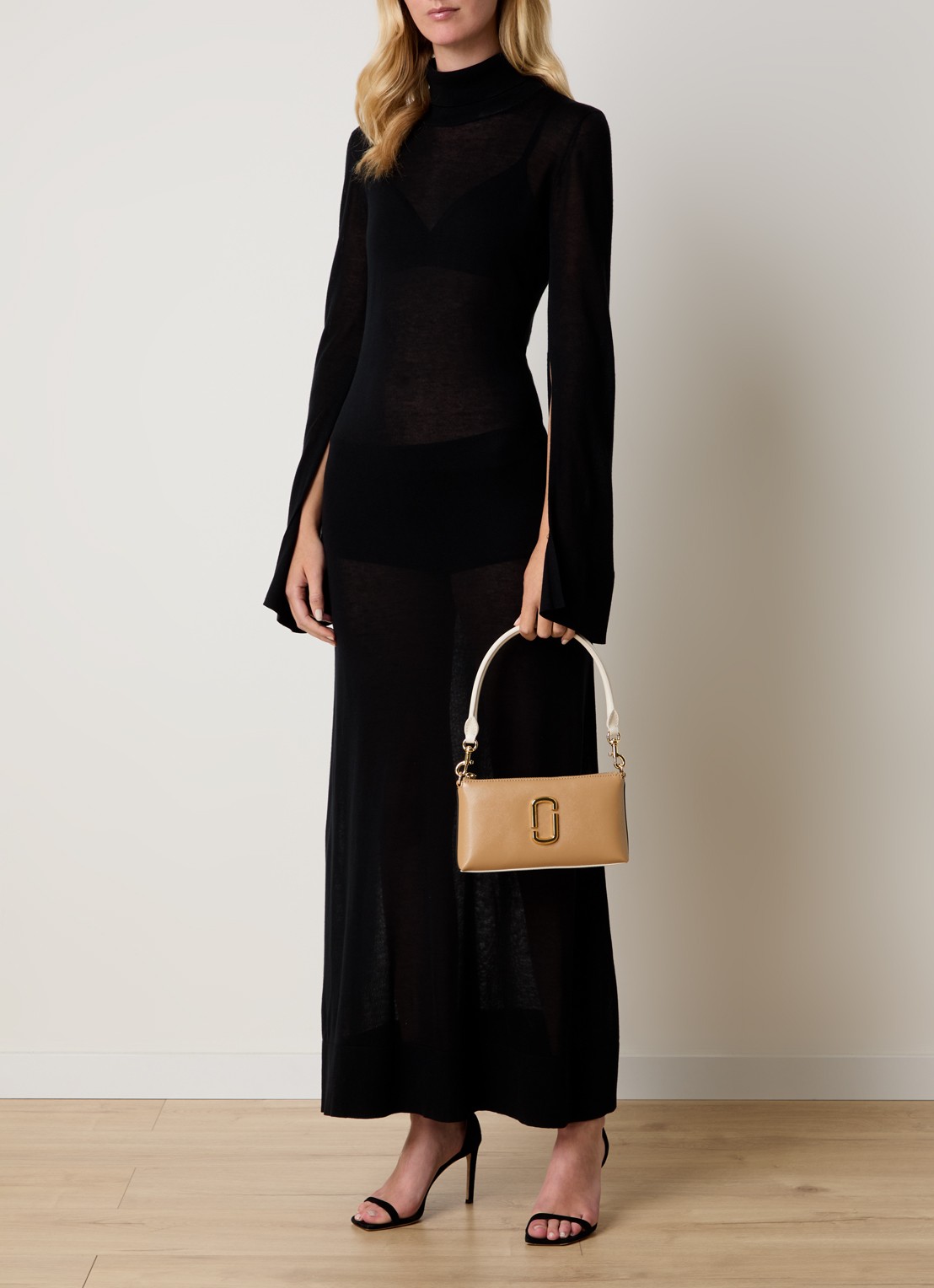 Marc Jacobs The Pochette schoudertas van leer met logo - voorkant 3 camel