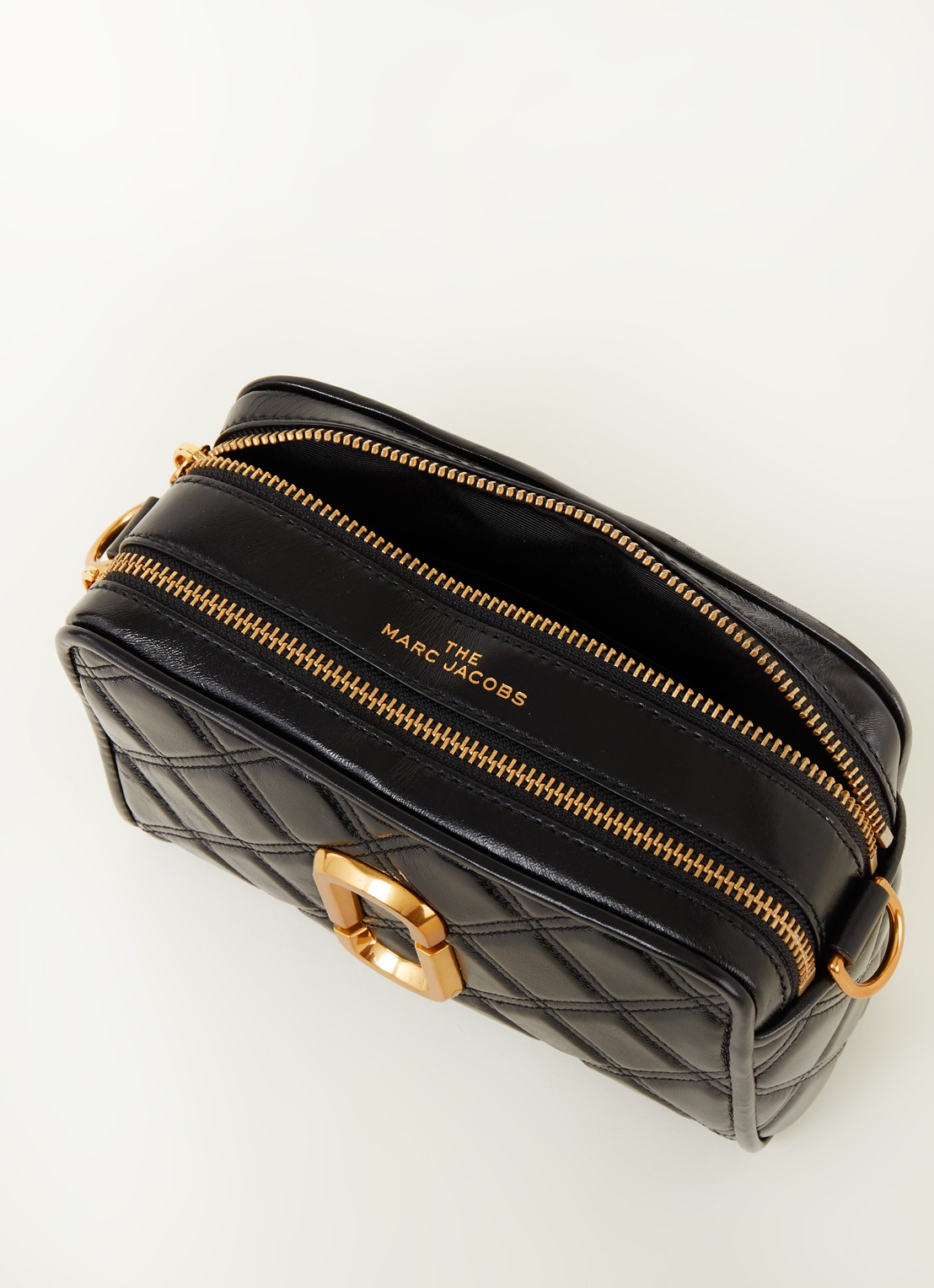 Marc Jacobs The Quilted Softshot 21 cameratas van leer - detail 2 zwart