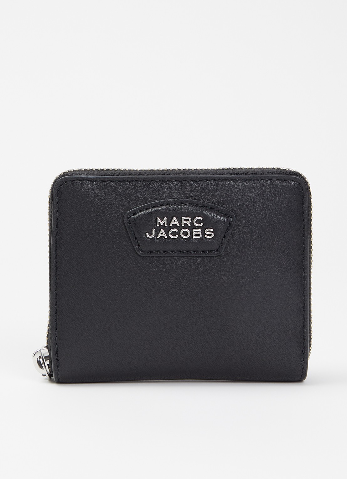 Marc Jacobs The Slim Compact ritsportemonnee van leer - voorkant 2 zwart