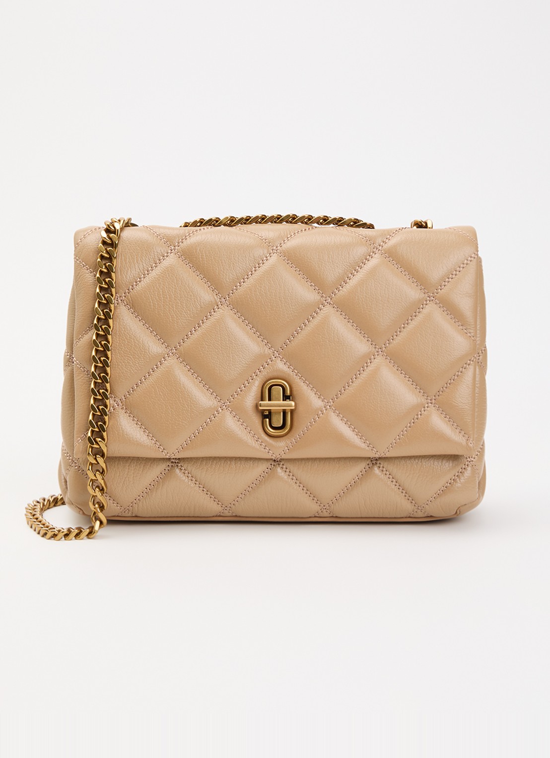 Marc Jacobs The Slim dual schoudertas van leer  - voorkant 6 camel