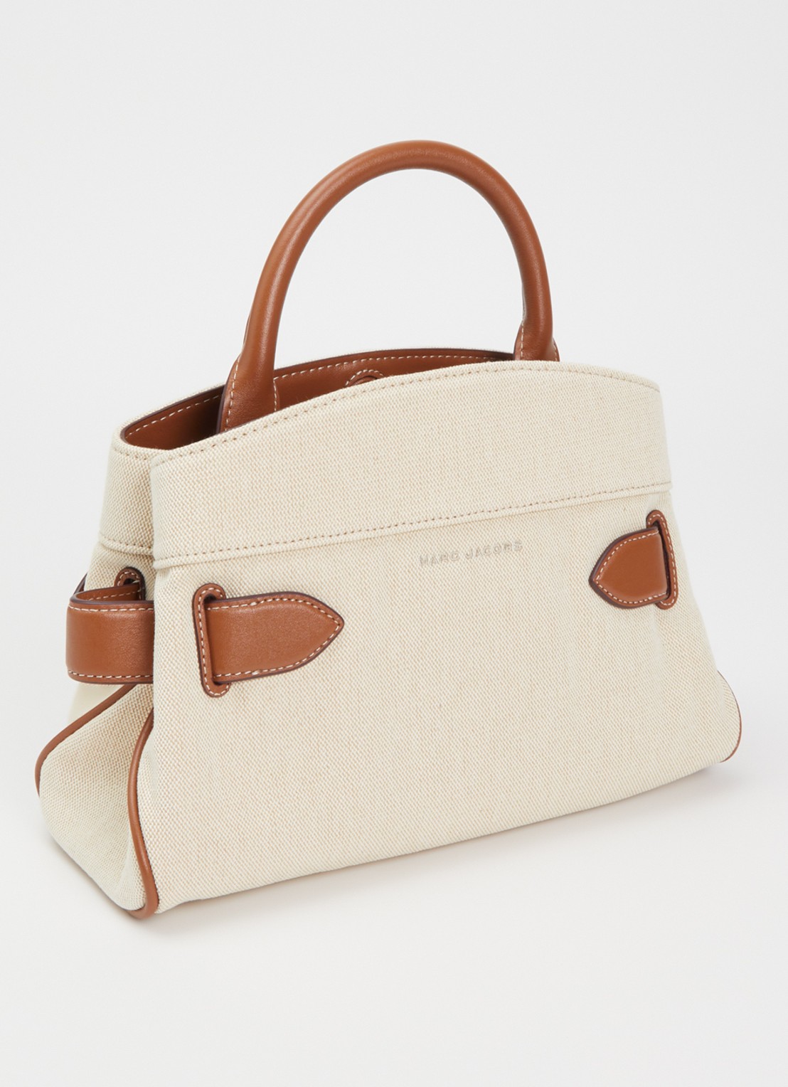 Marc Jacobs The Small Dakota Satchel handtas van canvas met leren details - achterkant 6 beige