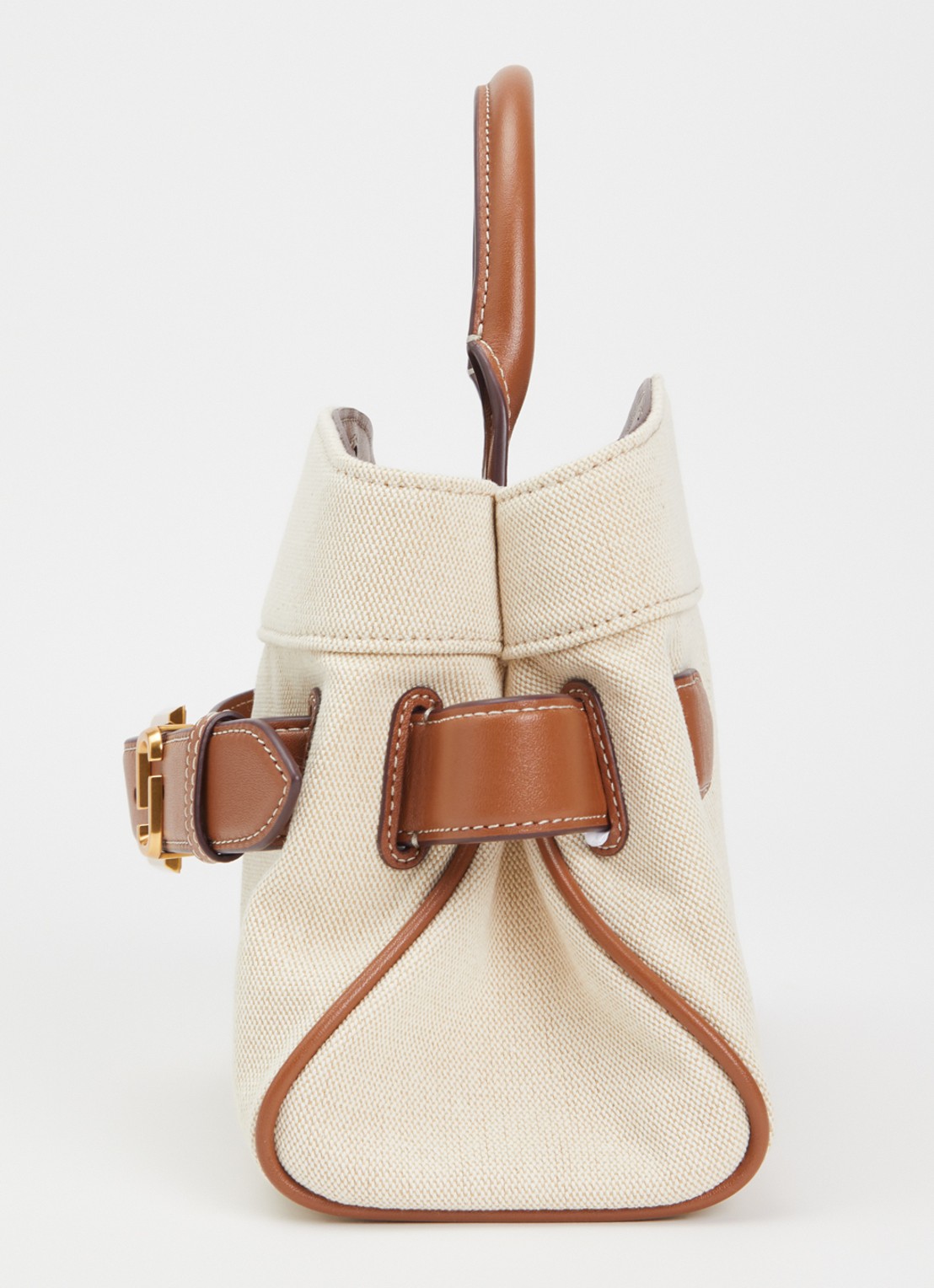 Marc Jacobs The Small Dakota Satchel handtas van canvas met leren details - detail 2 beige