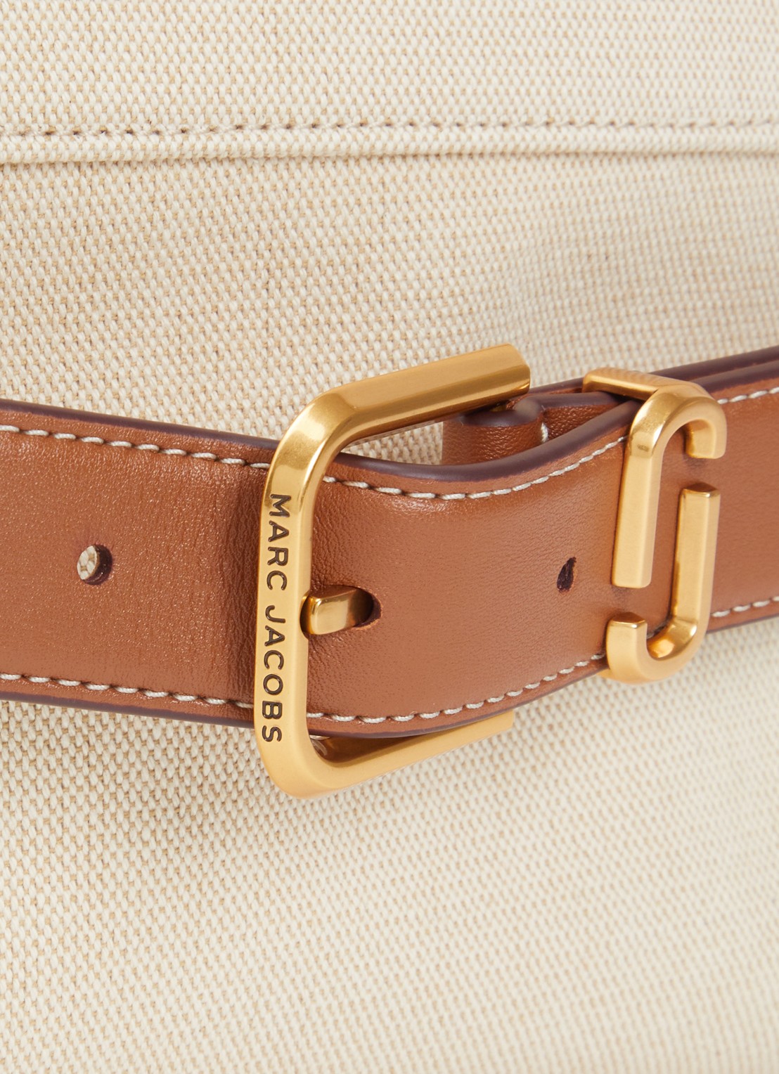Marc Jacobs The Small Dakota Satchel handtas van canvas met leren details - detail 4 beige