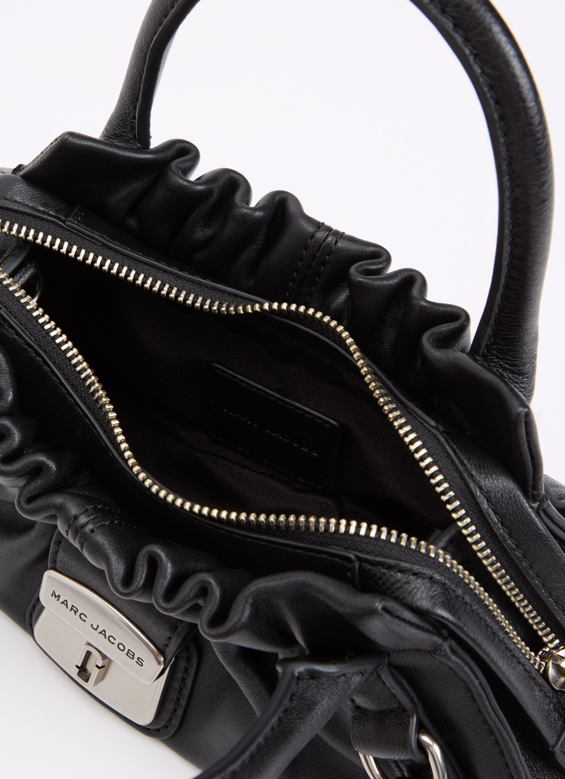 Marc Jacobs The Small Satchel handtas van lamsleer met afneembare schouderriem - detail zwart