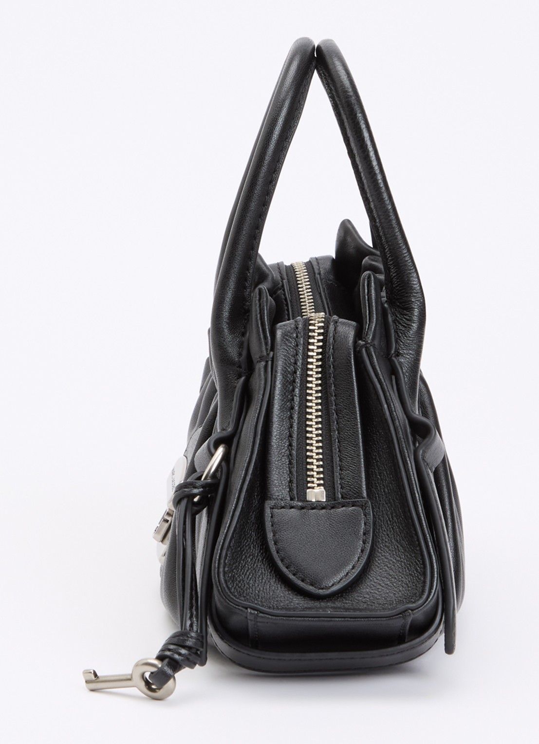 Marc Jacobs The Small Satchel handtas van lamsleer met afneembare schouderriem - detail 2 zwart