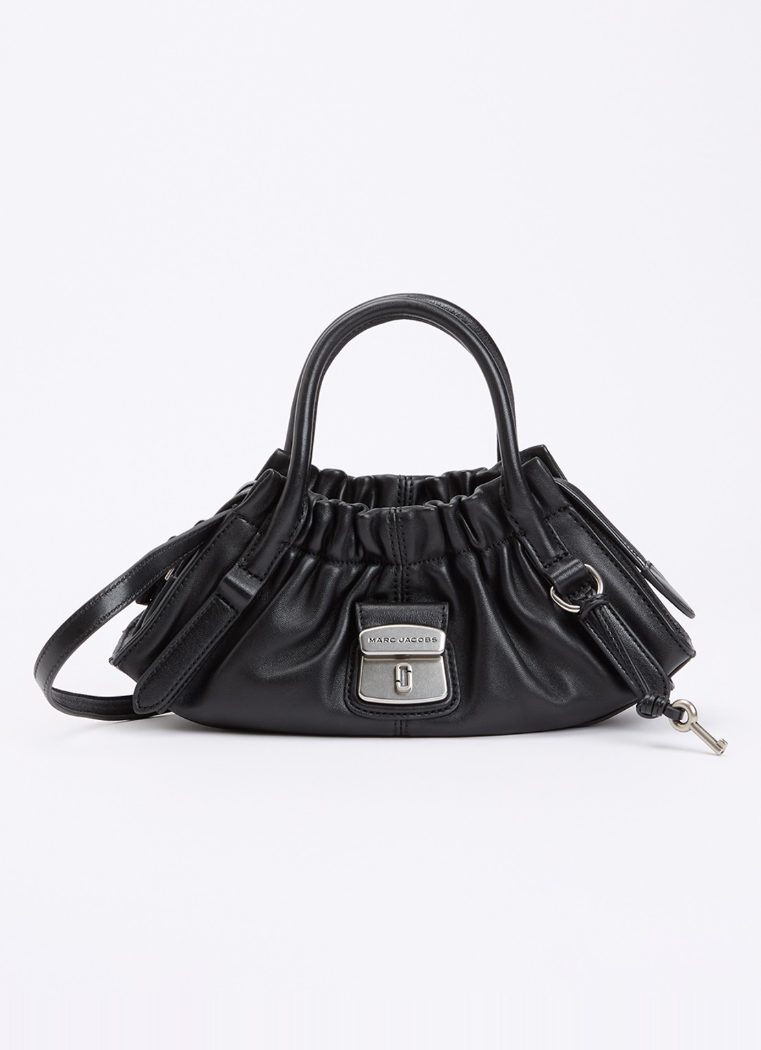 Marc Jacobs The Small Satchel handtas van lamsleer met afneembare schouderriem - voorkant 5 zwart
