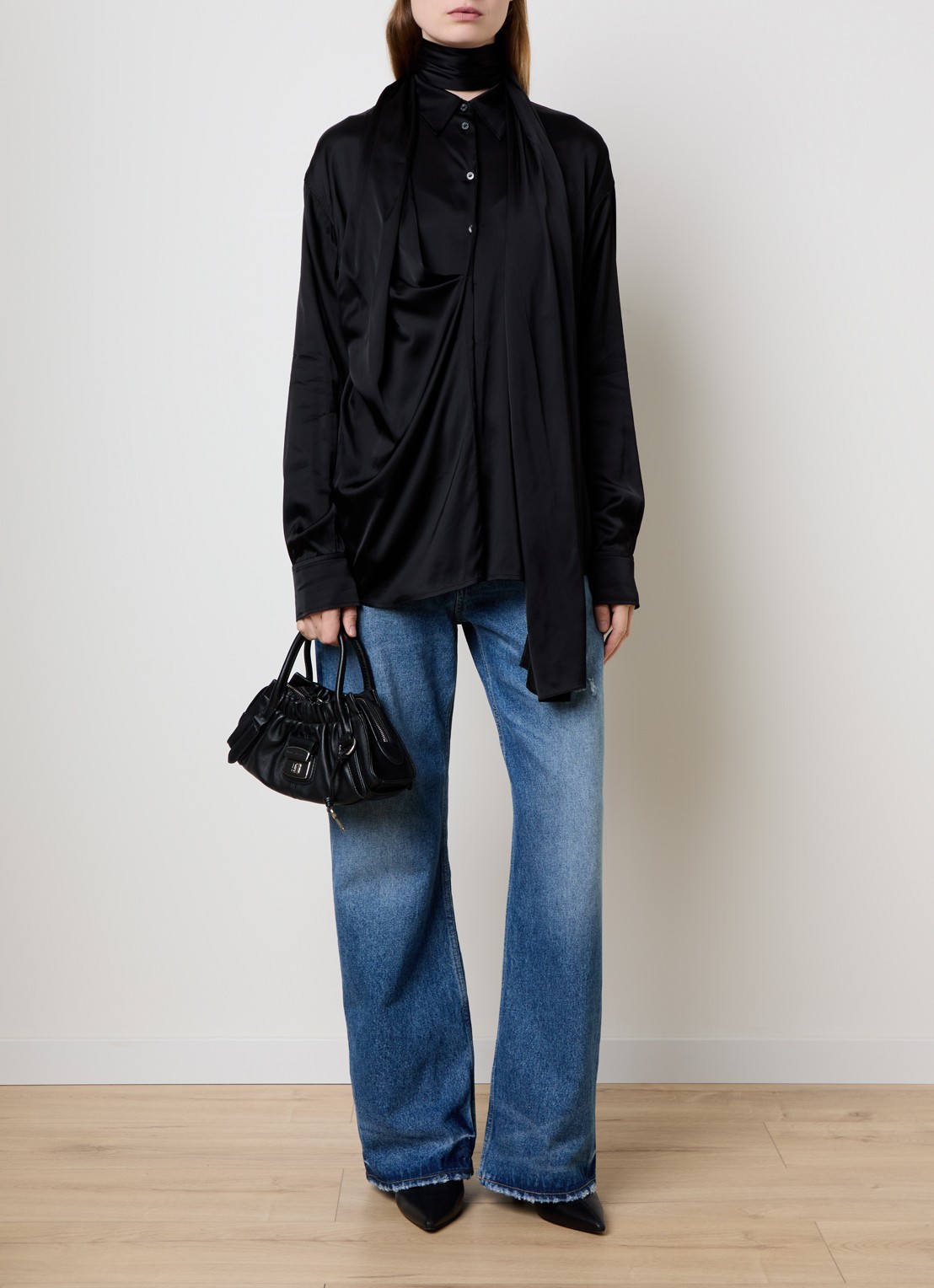 Marc Jacobs The Small Satchel handtas van lamsleer met afneembare schouderriem - voorkant 7 zwart