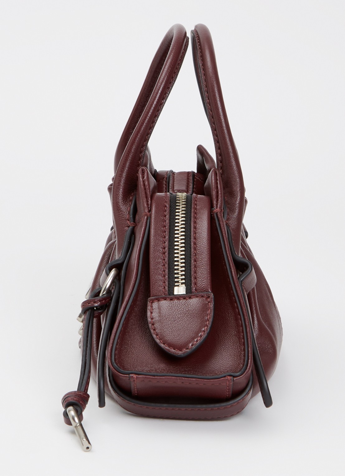 Marc Jacobs The Small Satchel handtas van lamsleer met afneembare schouderriem - detail 6 aubergine