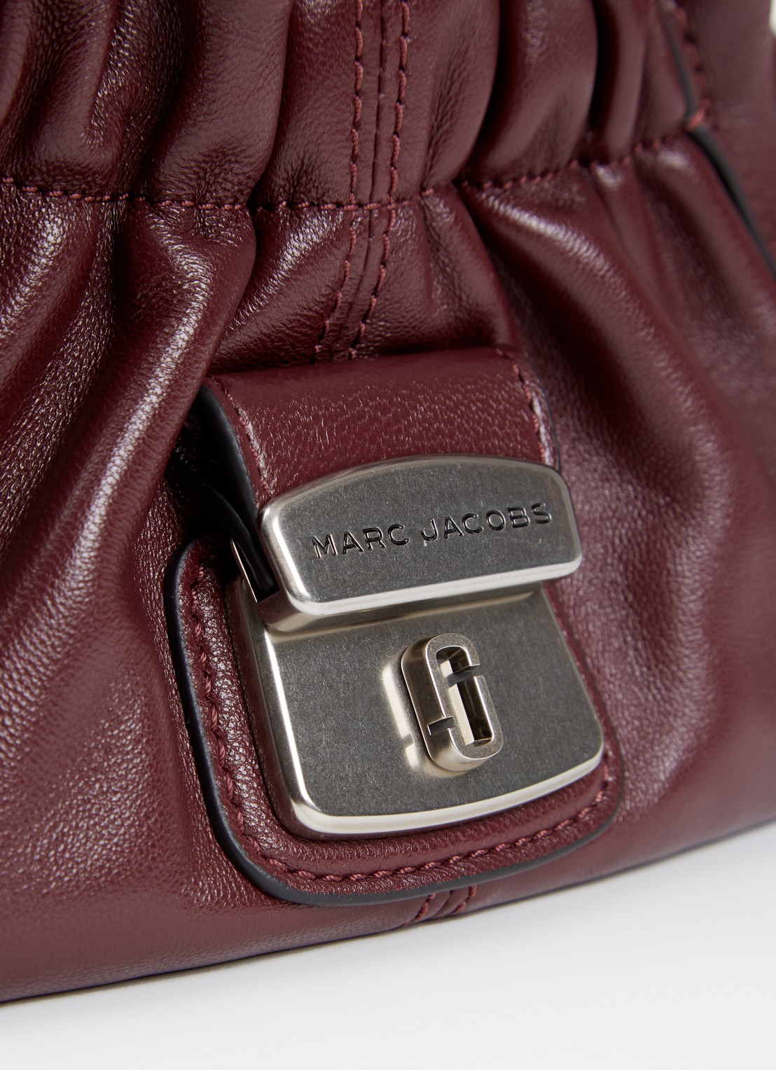 Marc Jacobs The Small Satchel handtas van lamsleer met afneembare schouderriem - detail 7 aubergine