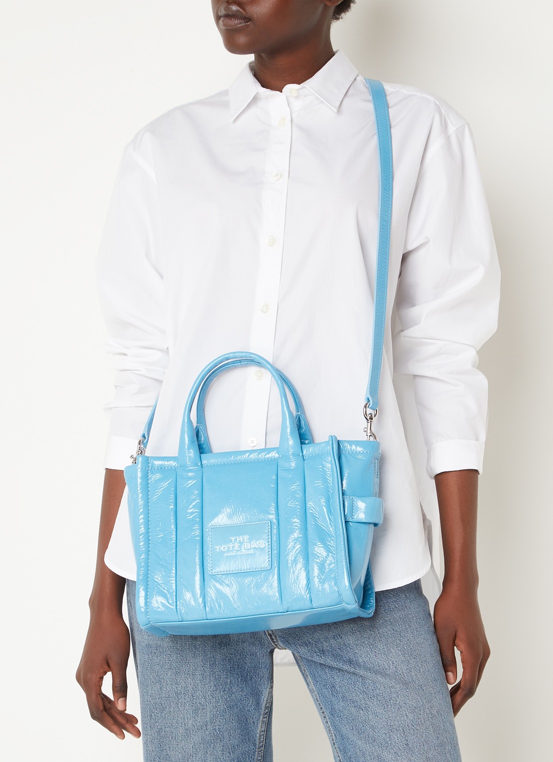Marc Jacobs The Small Tote handtas met logo - voorkant 7 blauw