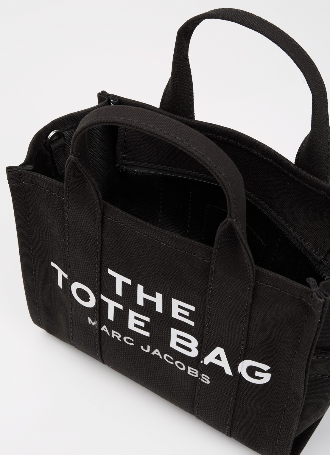 Marc Jacobs The Small Tote handtas van canvas met afneembare schouderriem - detail zwart