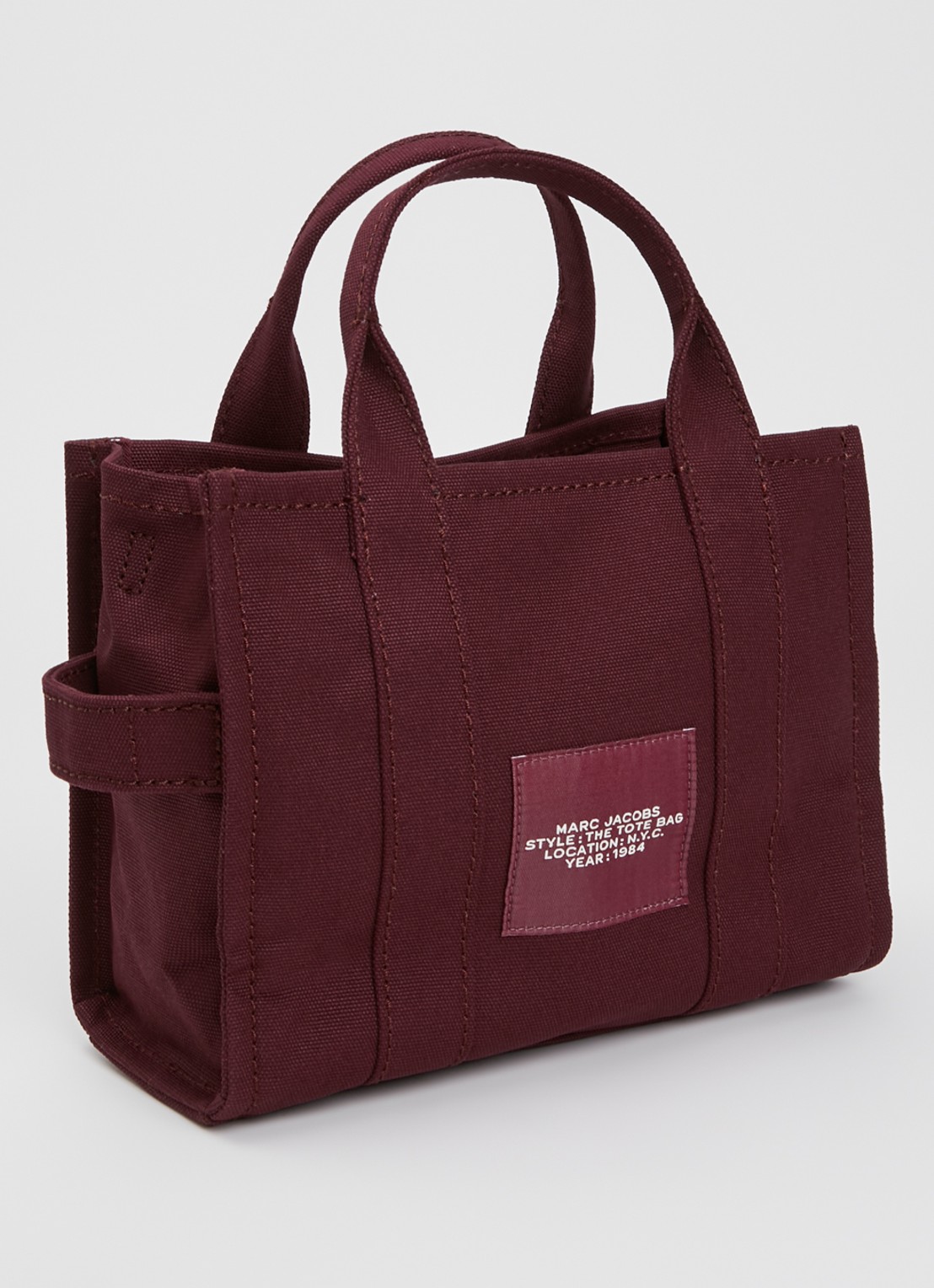 Marc Jacobs The Small Tote handtas van canvas met afneembare schouderriem - achterkant 6 aubergine