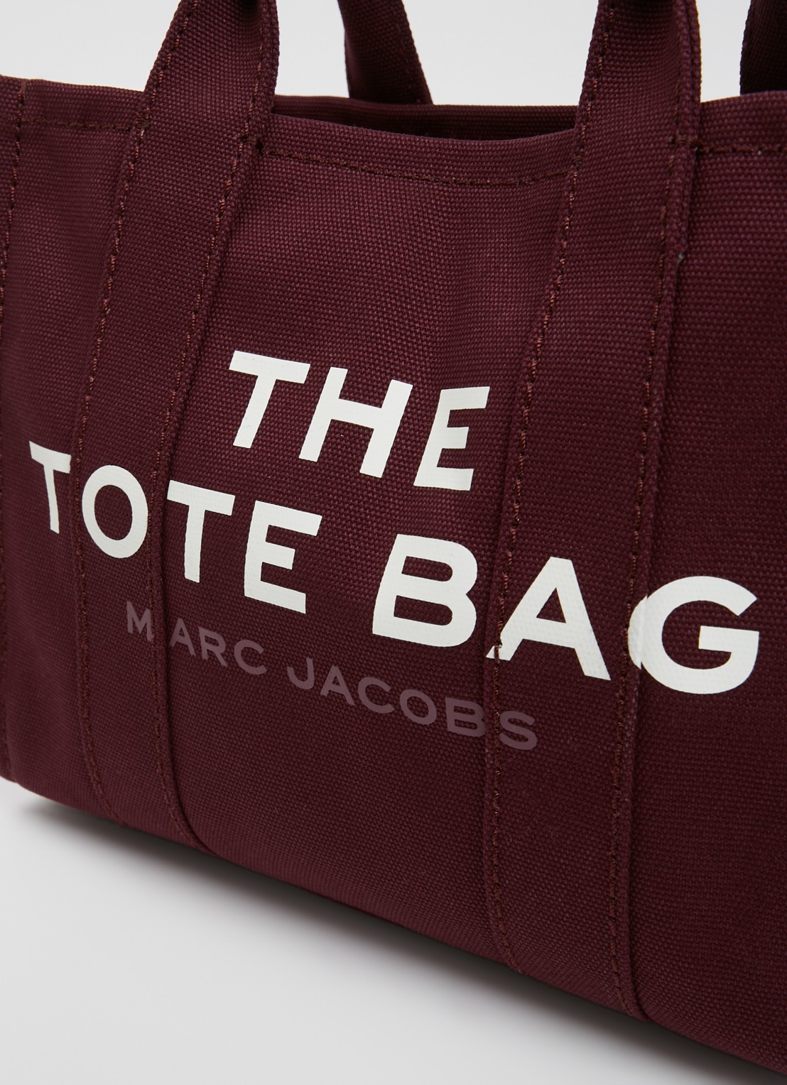 Marc Jacobs The Small Tote handtas van canvas met afneembare schouderriem - detail 4 aubergine