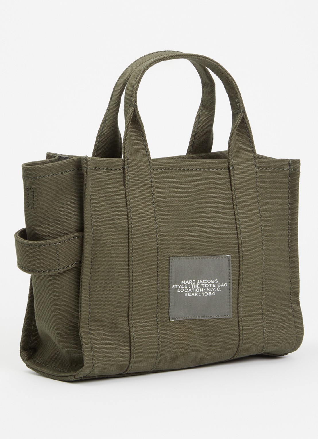 Marc Jacobs The Small Tote handtas van canvas met afneembare schouderriem - achterkant 6 groen