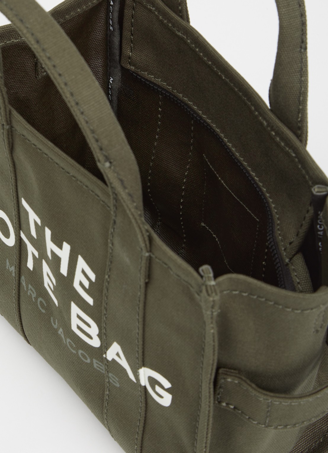 Marc Jacobs The Small Tote handtas van canvas met afneembare schouderriem - detail groen