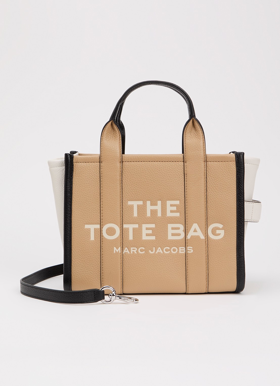 Marc Jacobs The Small Tote handtas van leer met afneembare schouderriem - voorkant beige