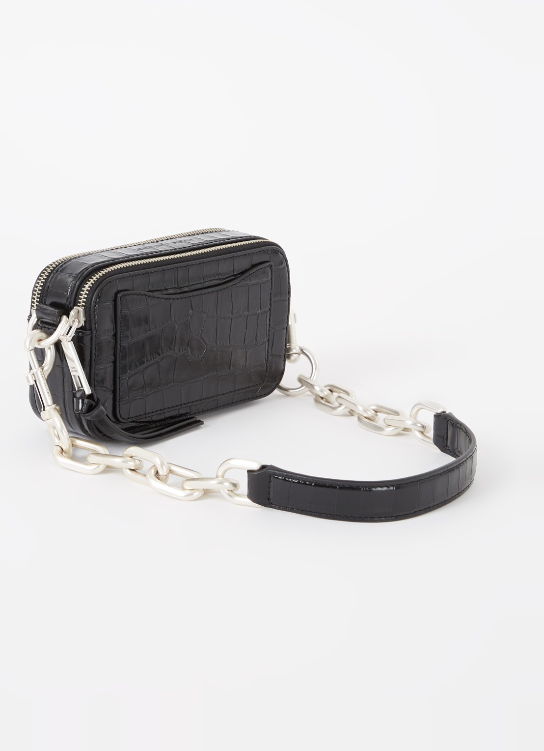 Marc Jacobs The Snaphot schoudertas van leer met crocostructuur - achterkant 6 zwart