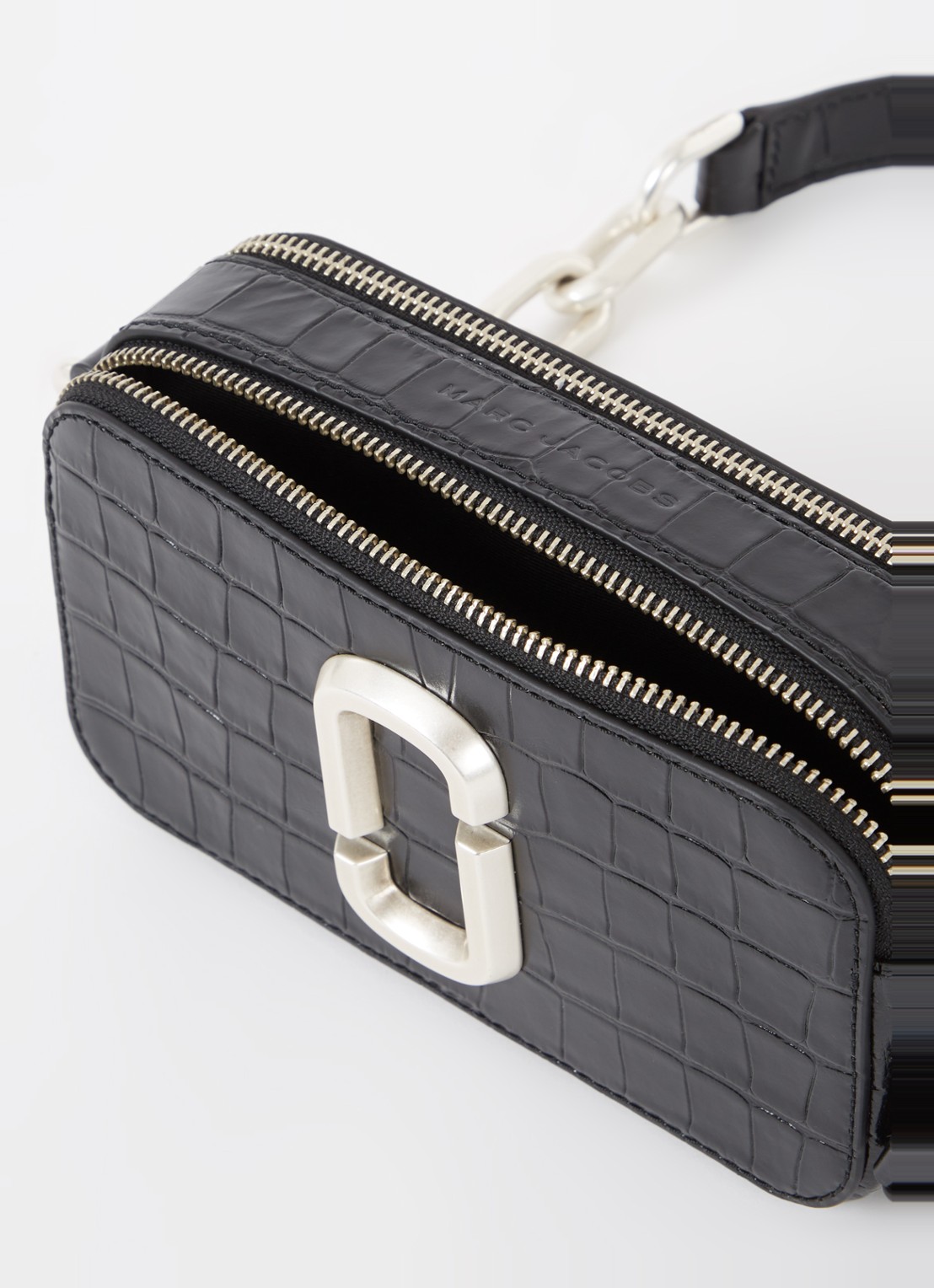 Marc Jacobs The Snaphot schoudertas van leer met crocostructuur - detail 3 zwart