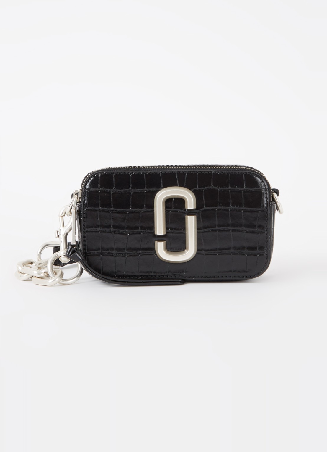 Marc Jacobs The Snaphot schoudertas van leer met crocostructuur - voorkant zwart