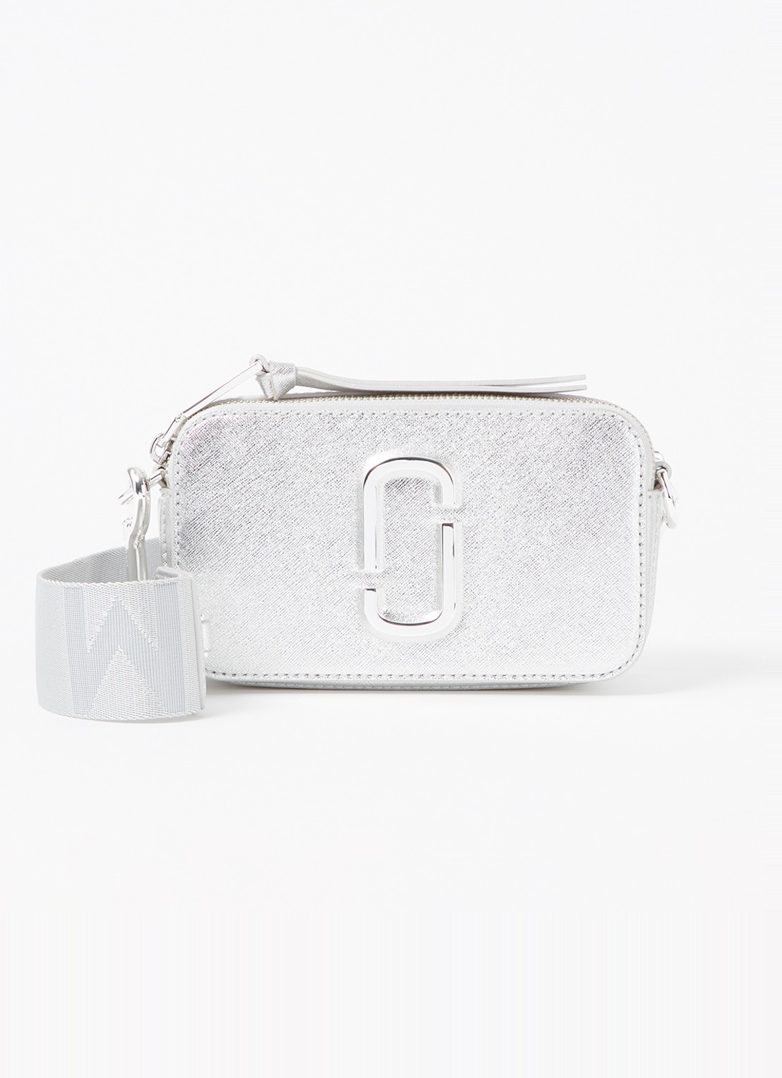 Marc Jacobs The Snapshot crossbodytas van leer - voorkant 5 zilver
