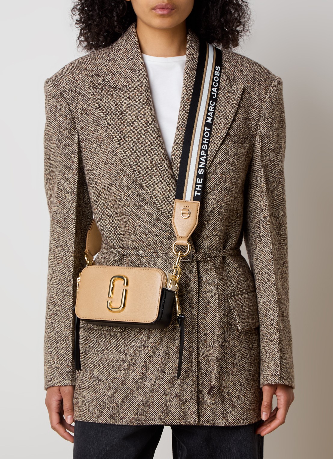 Marc Jacobs The Snapshot crossbodytas van leer - voorkant 4 camel