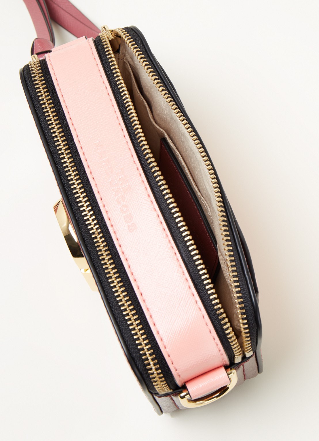 Marc Jacobs The Snapshot crossbodytas van leer - detail roze
