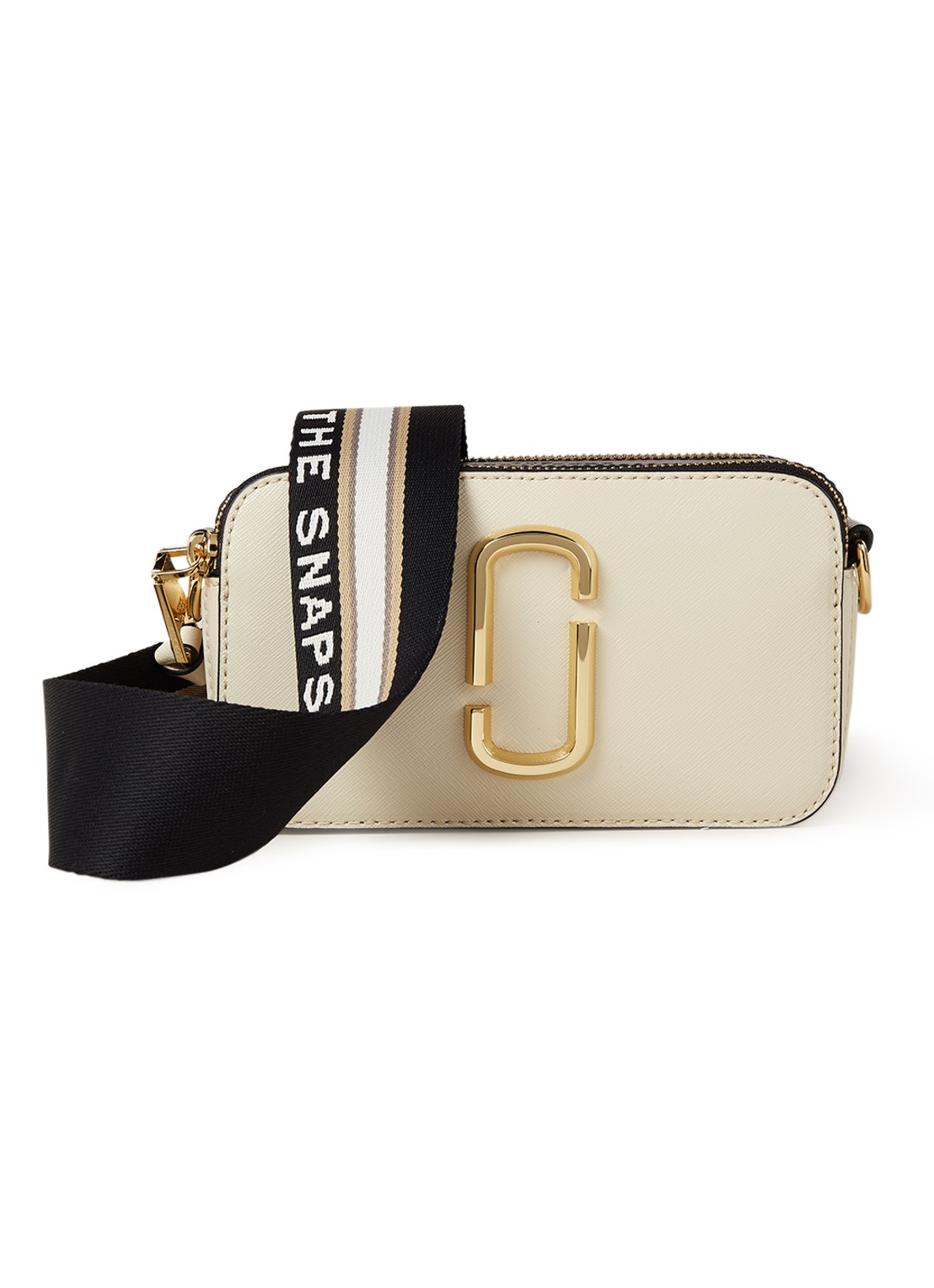 Marc Jacobs The Snapshot crossbodytas van leer - voorkant ivoor