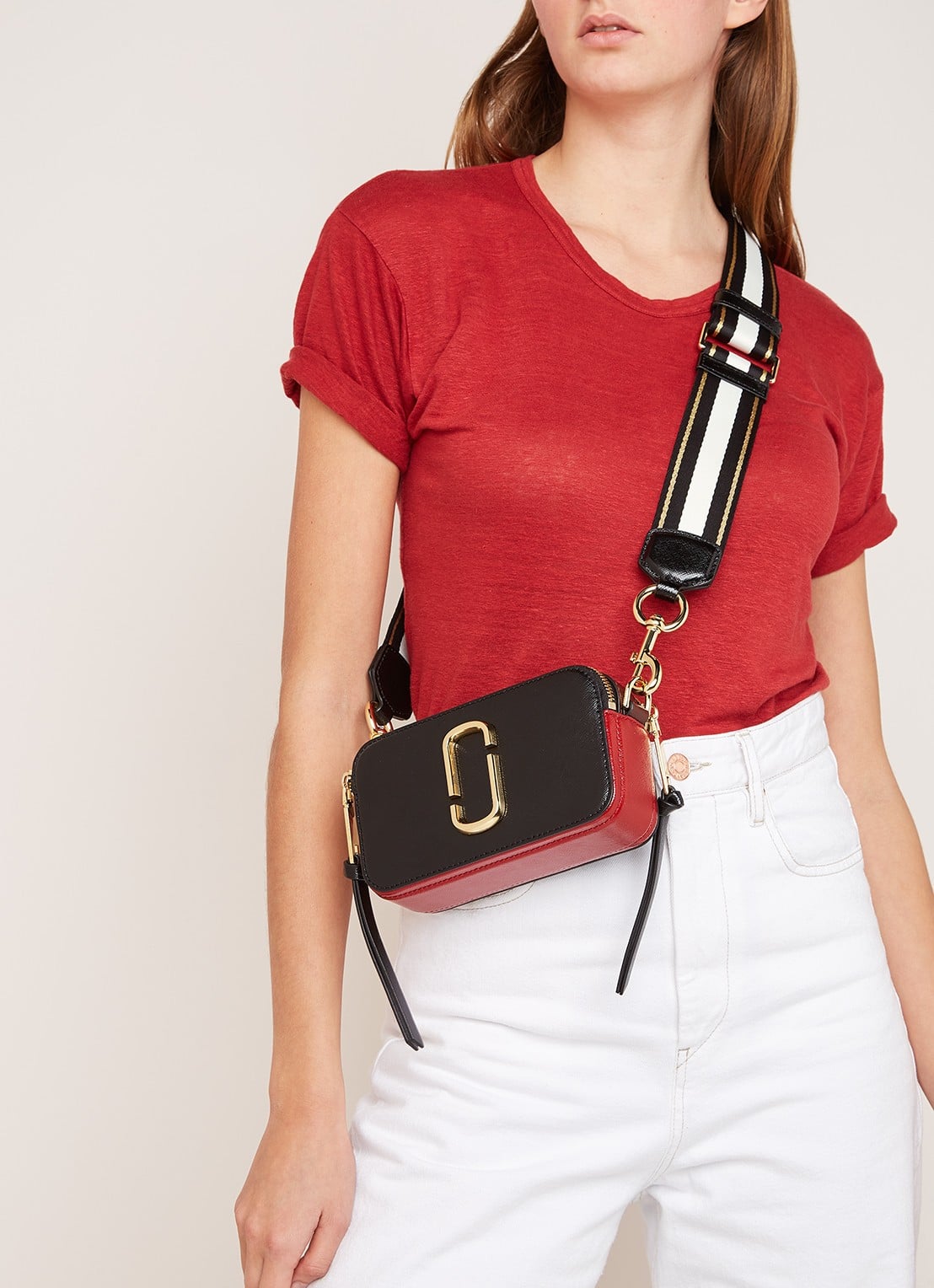 Marc Jacobs The Snapshot crossbodytas van leer - voorkant 2 zwart