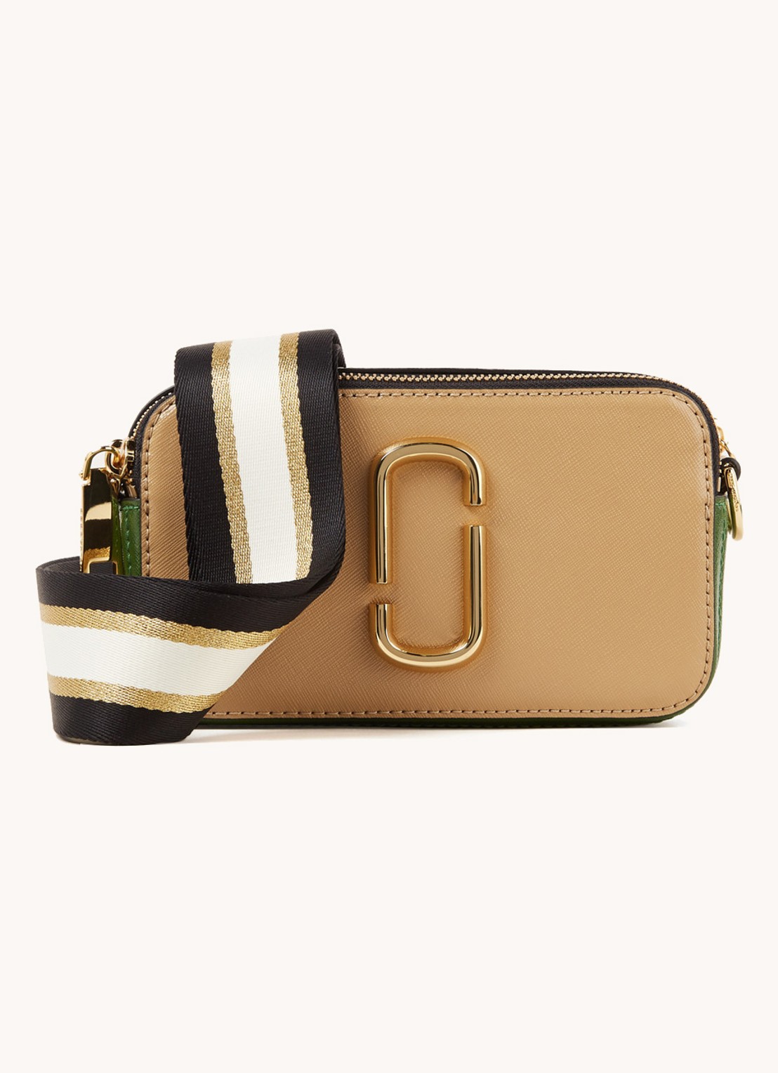 Marc Jacobs The Snapshot crossbodytas van leer - voorkant beige