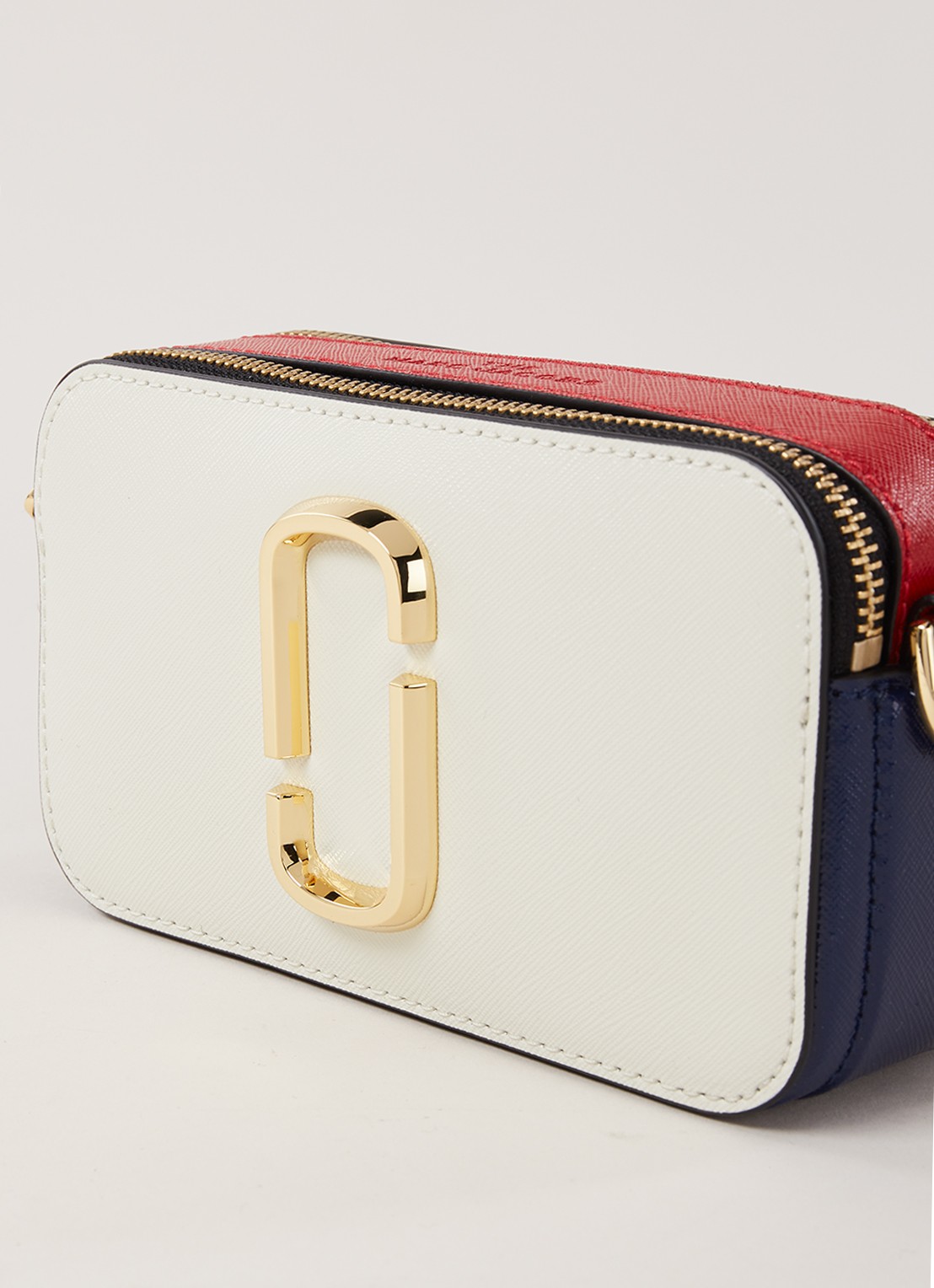 Marc Jacobs The Snapshot crossbodytas van leer - detail 4 lichtgrijs