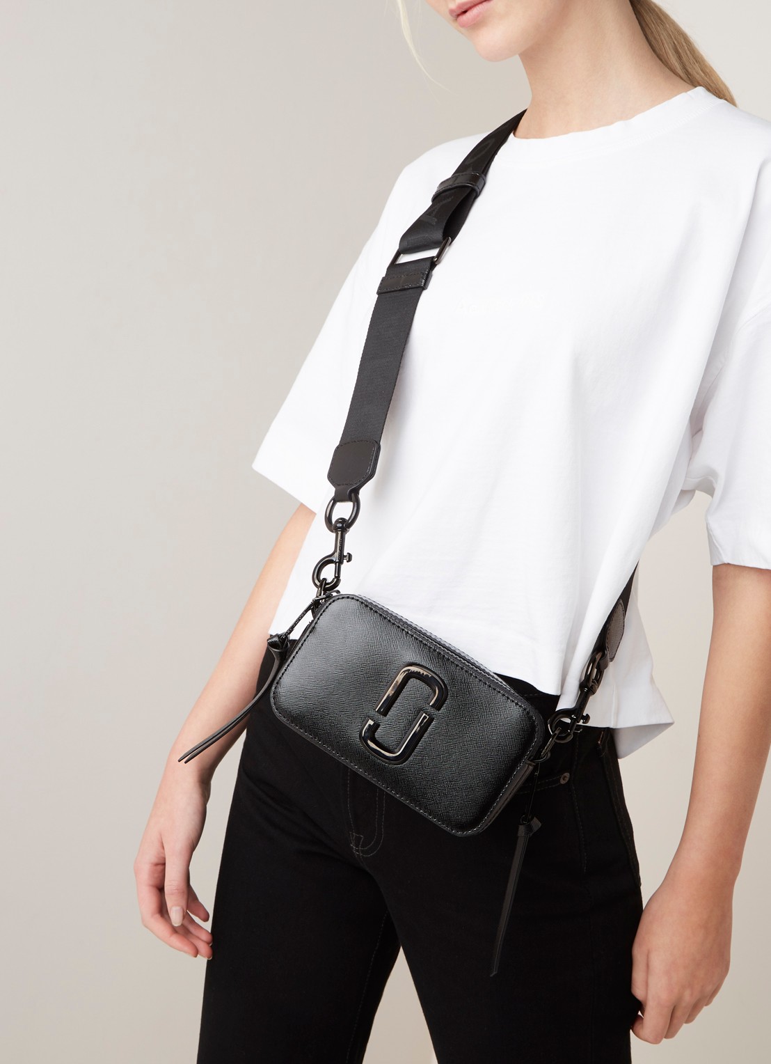 Marc Jacobs The Snapshot DTM crossbodytas van leer - voorkant 4 zwart